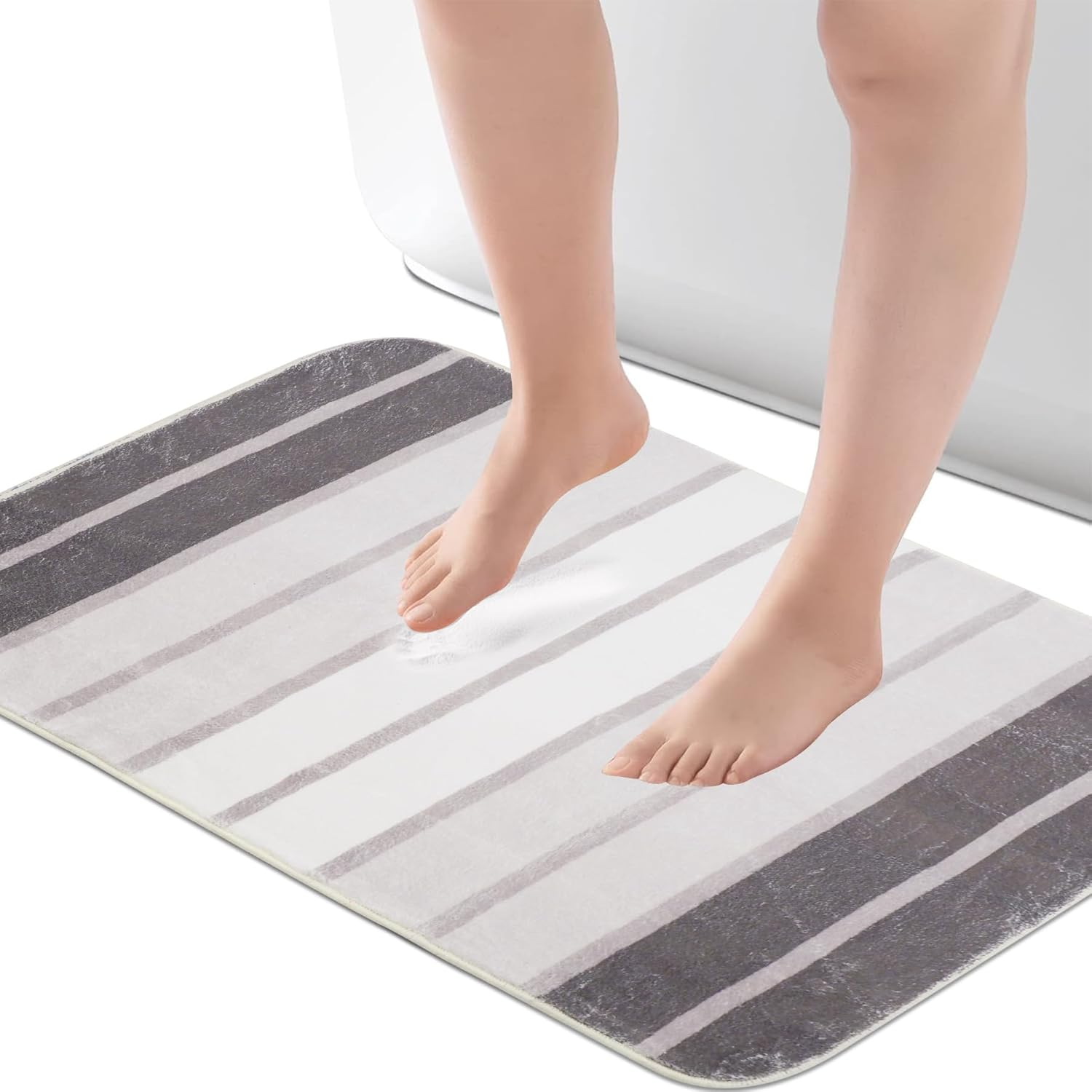 Microfiber Absorbent Bath Mat 50X80Cm, Non-Slip Bathroom Rug Washable Thin Bathroom Floor Mat, Soft Quick Dry Bath Carpet for Bathroom Floor, Tub, Shower (Green)