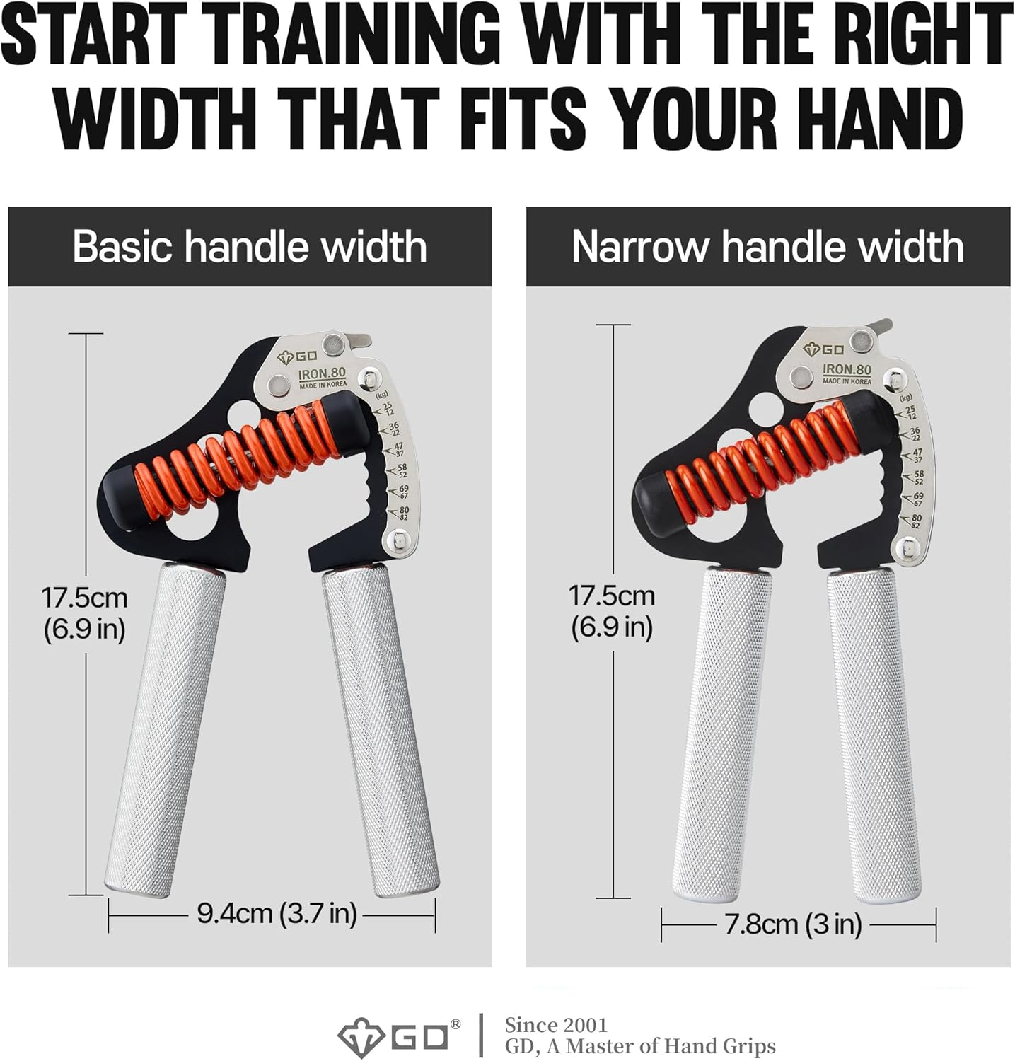 GD Iron Grip Hand Grip Strengthener (Adjustable Hand Grips for Strength Training) Wrist and Forearm Workout Grip Strength Trainer image number 5