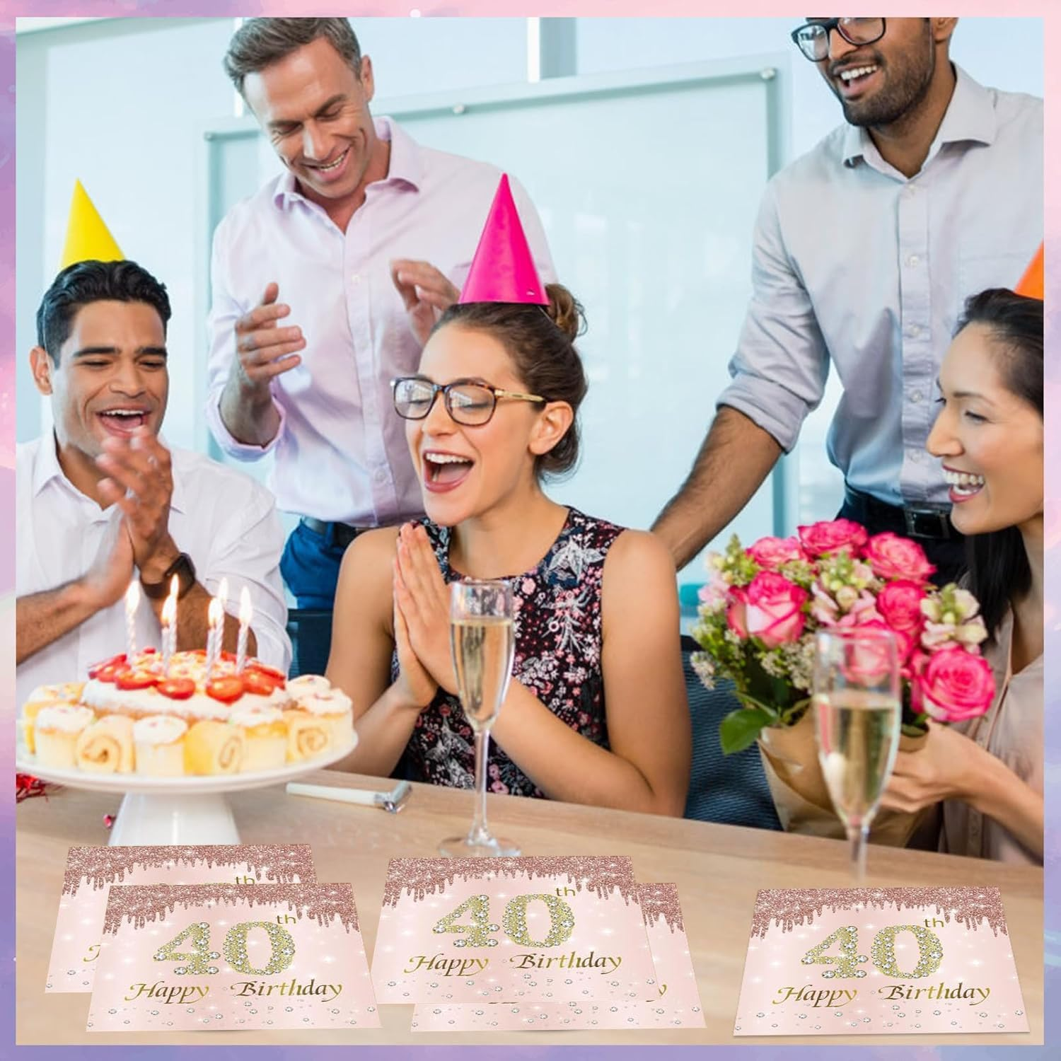 40PCS 40Th Happy Birthday Napkins Rose Gold 40Th Birthday Napkin Vintage 1984 Dessert Cocktail Beverage Napkins for Women 40Th Birthday Anniversary Party Favors 2-Ply - 16Th image number 5