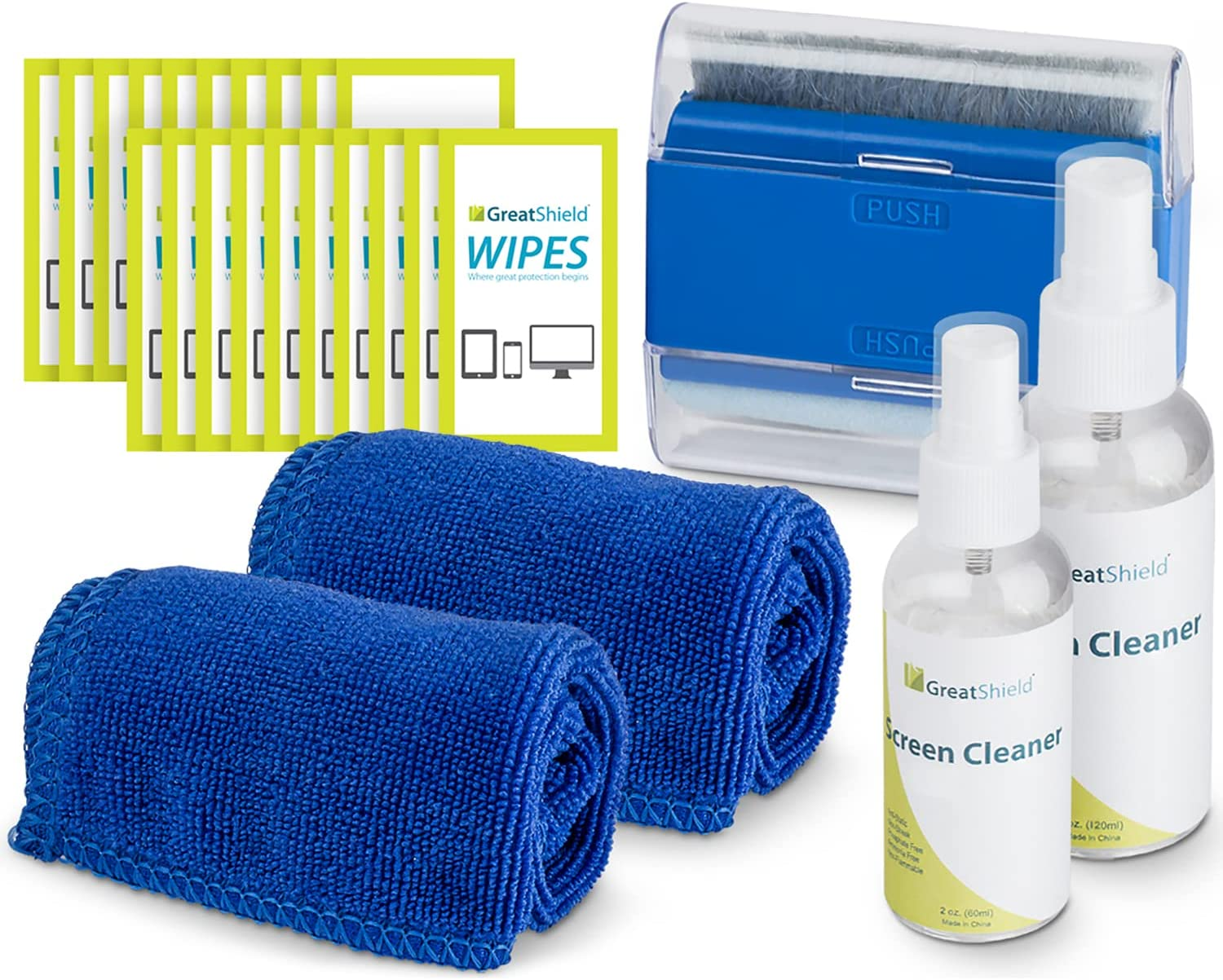 Screen Cleaning Kit with 2 Bottle Solution (60Ml and 120Ml), 2 Microfiber Cloths, 20 Non-Alcohol Screen Cleaning Wipes, and Brush image number 3