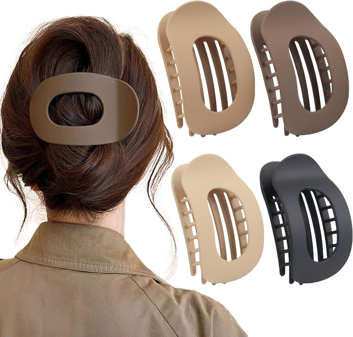 Qcdou Pack of 4 Flat Hair Clips for Women, Duckbill Hair Clip, Large Hair Clip, Strong Hold Women'S Hair Clips for Thin and Thick Hair, Curved Design for Lying and Driving image number 6