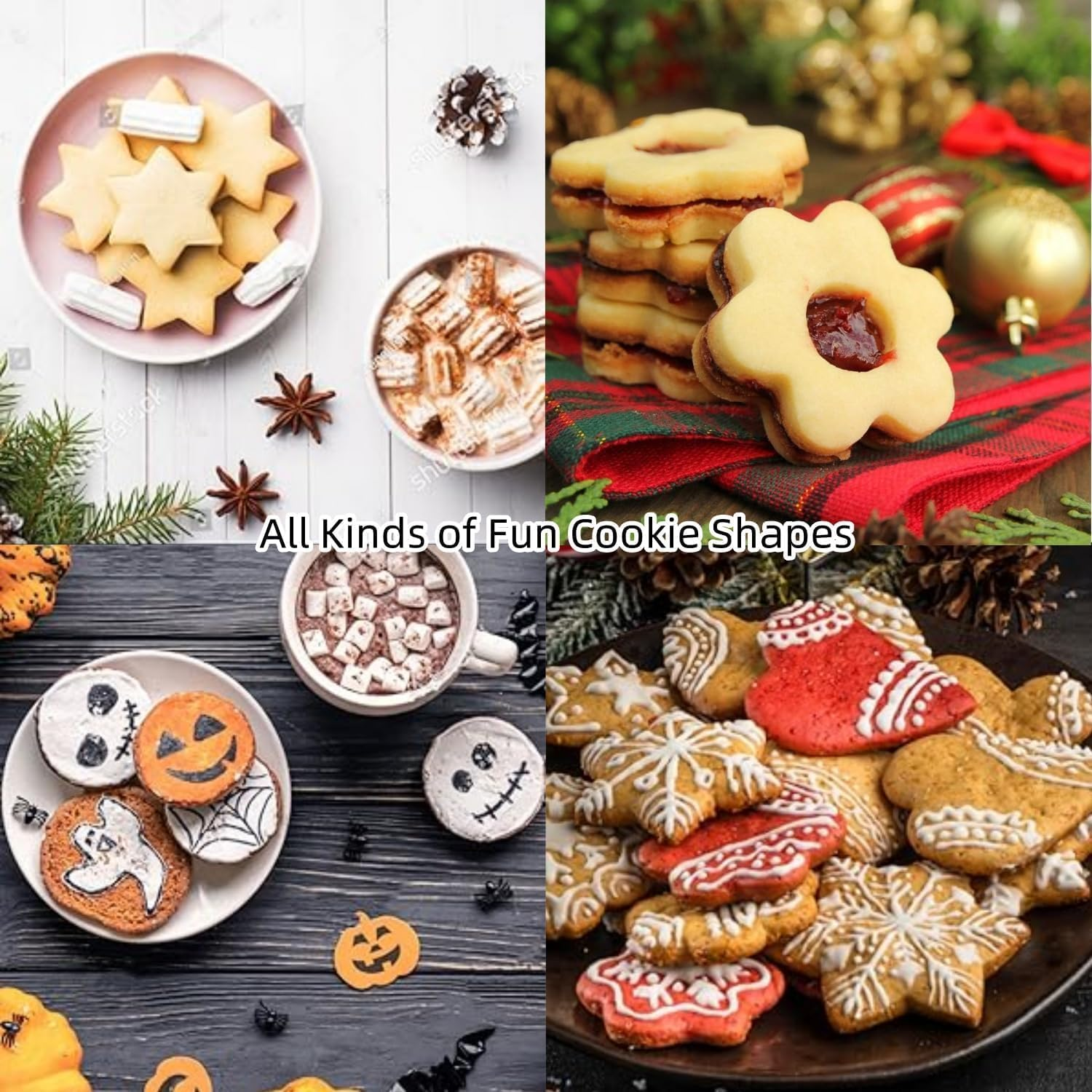 Cookie Cutter,12 PCS Heart Star Circle Flower Shaped Stainless Steel Cookie Cutter for Baking Mold Cutting Mould Cookie Pastry Fruit image number 3