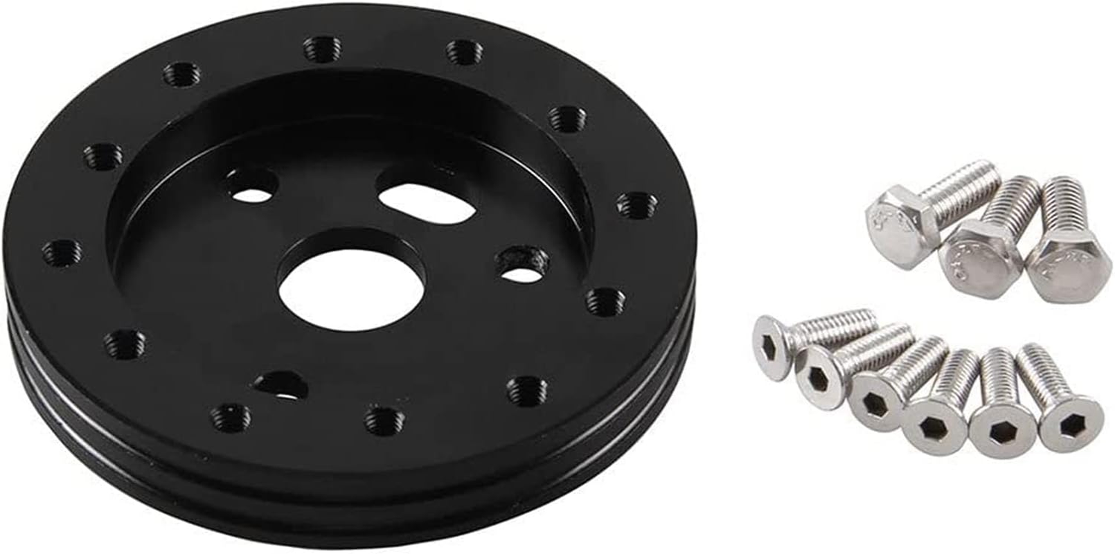 RULLINE 0.5" Steering Wheel Hub Adapter Conversion Spacer 6 Hole to 3 Hole Grant Adapter Boss Kit Black