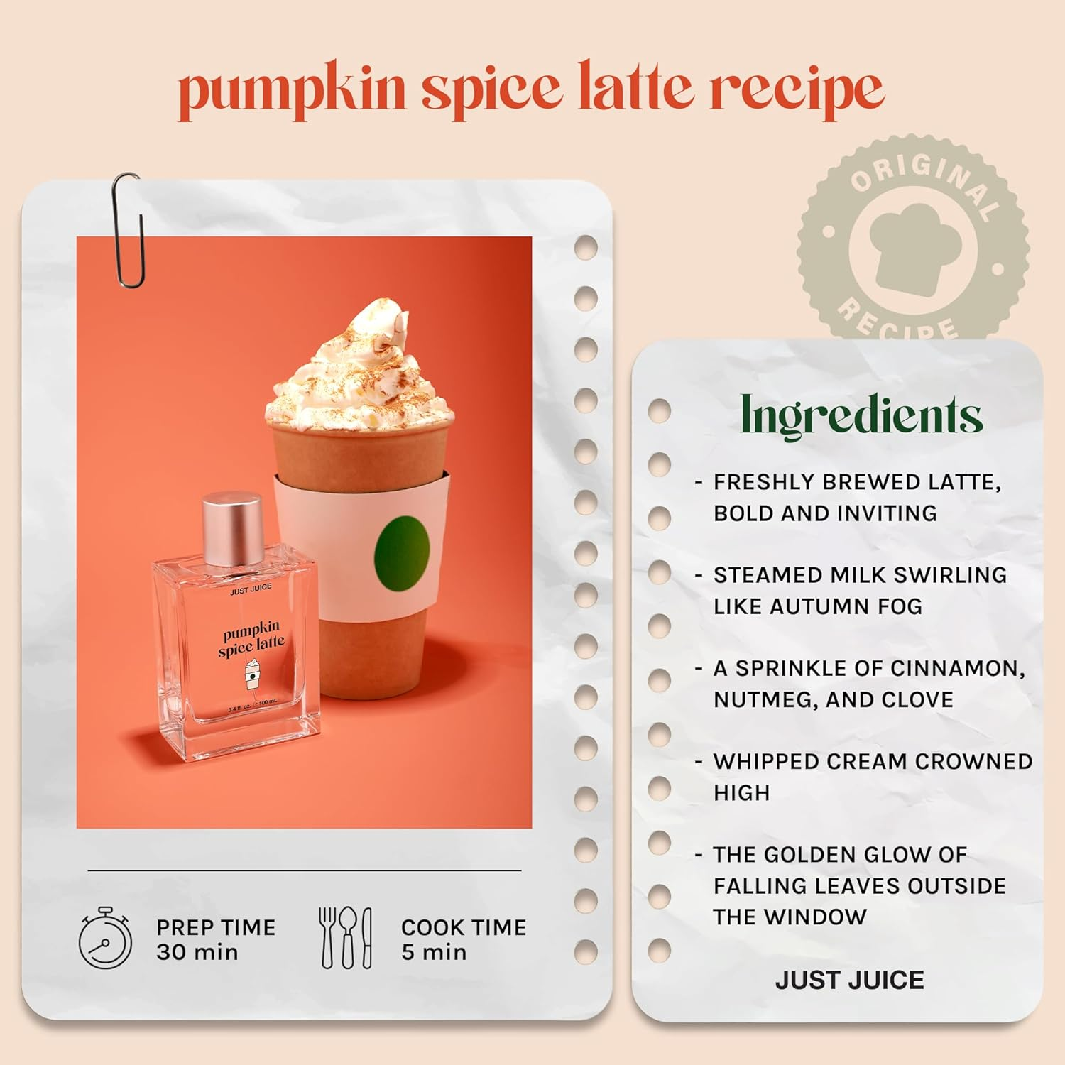 Just Juice Pumpkin Spice Latte - Warm Vanilla Perfume for Women and Men - Pumpkin Spice Perfume with Nutmeg, Cinnamon, Tonka Bean - 3.4 Oz image number 5