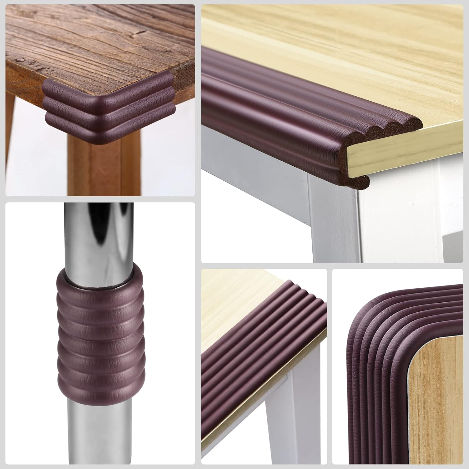 Baby Proofing Edge Corner Protector, 16.4 Ft Edge Guards Padding with 3M Adhesive, Extra-Wide Soft Rubber Foam Padding, Furniture,Sharp Edge Safety Corner Edge Bumper Guard-Brown - Cream- 16.4 Feet image number 5