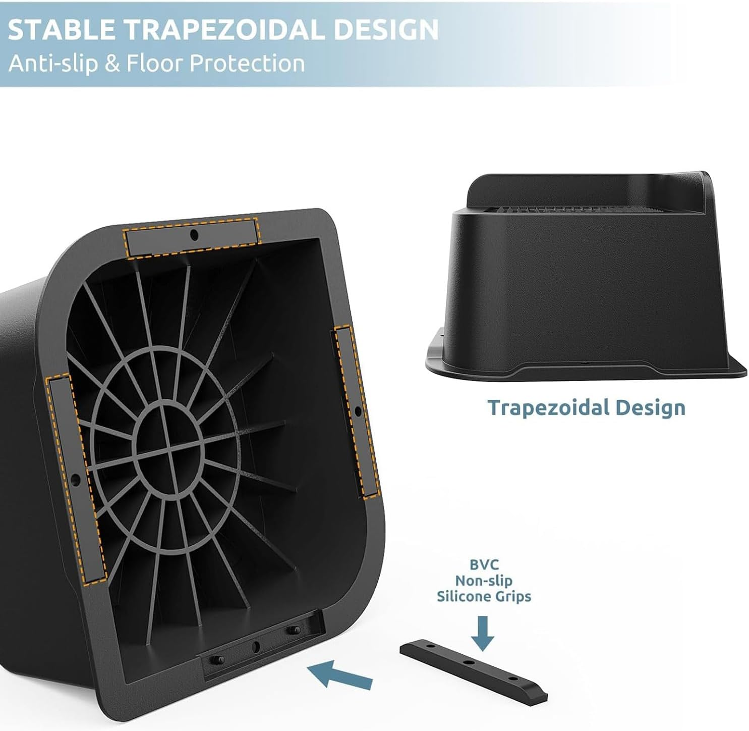 4 Pack Bed Risers 3 Inch Heavy Duty, 4.8X4.8In Wide Opening Furniture Risers, Black ABS Bed Lifts Risers for Sofa,Bed Frame,Tables image number 3