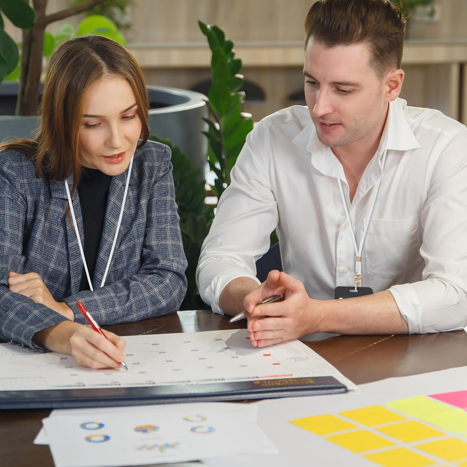 Badge Lanyard Set Adjustable Neck ID Card Holder Strap Aesthetic Name Tag Chain Breakaway Lanyard with Keychain Ring for Women Teacher Nurse Student Office Wallet Whistle Key Phone, White image number 4