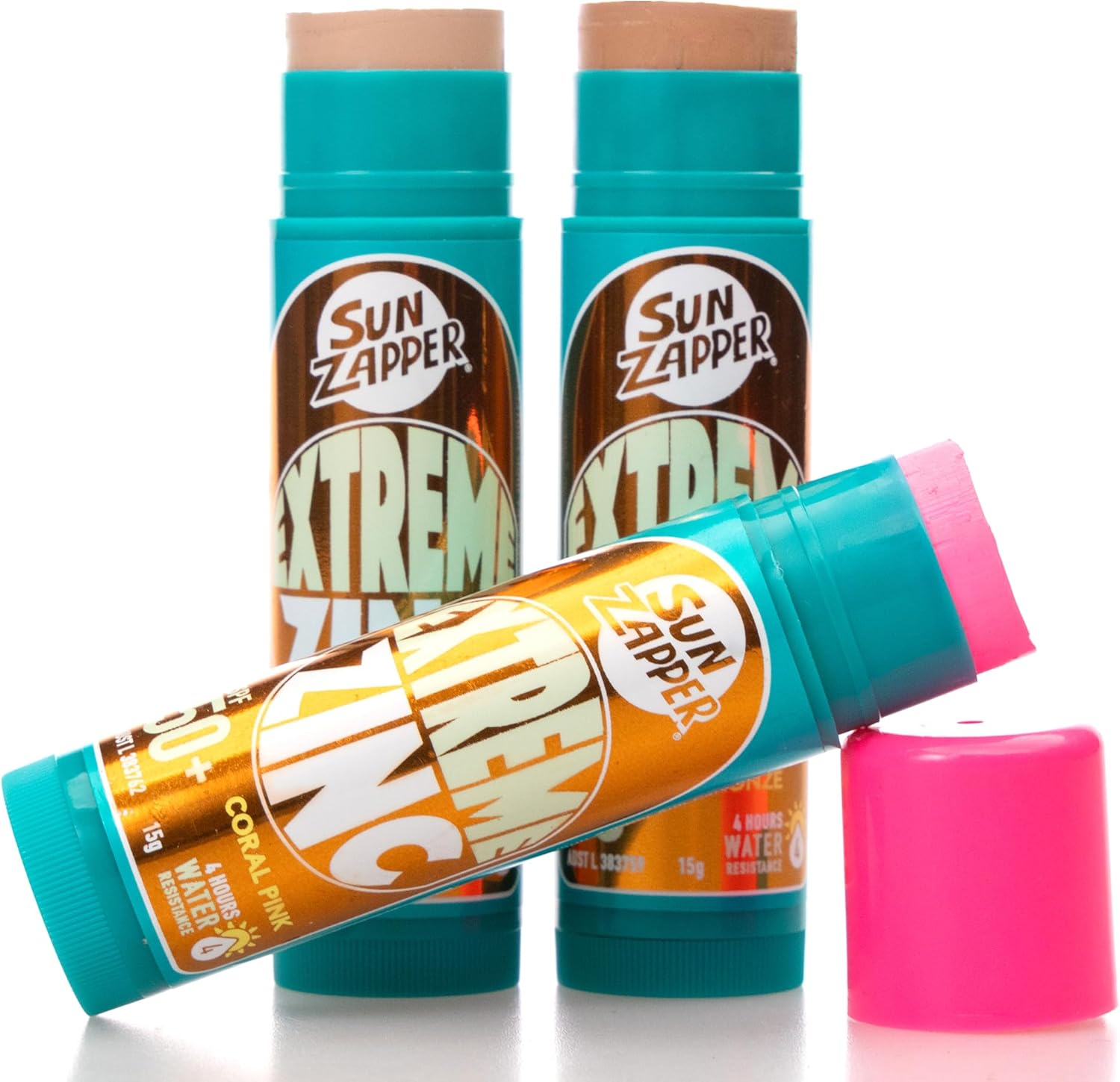 Sun Zapper Extreme Sunscreen Zinc Stick - BEAUTY Tan, Pink, Bronze 3-Pack SPF50+ Colored Zinc Oxide Sticks for Face - Made in Australia 45G image number 5