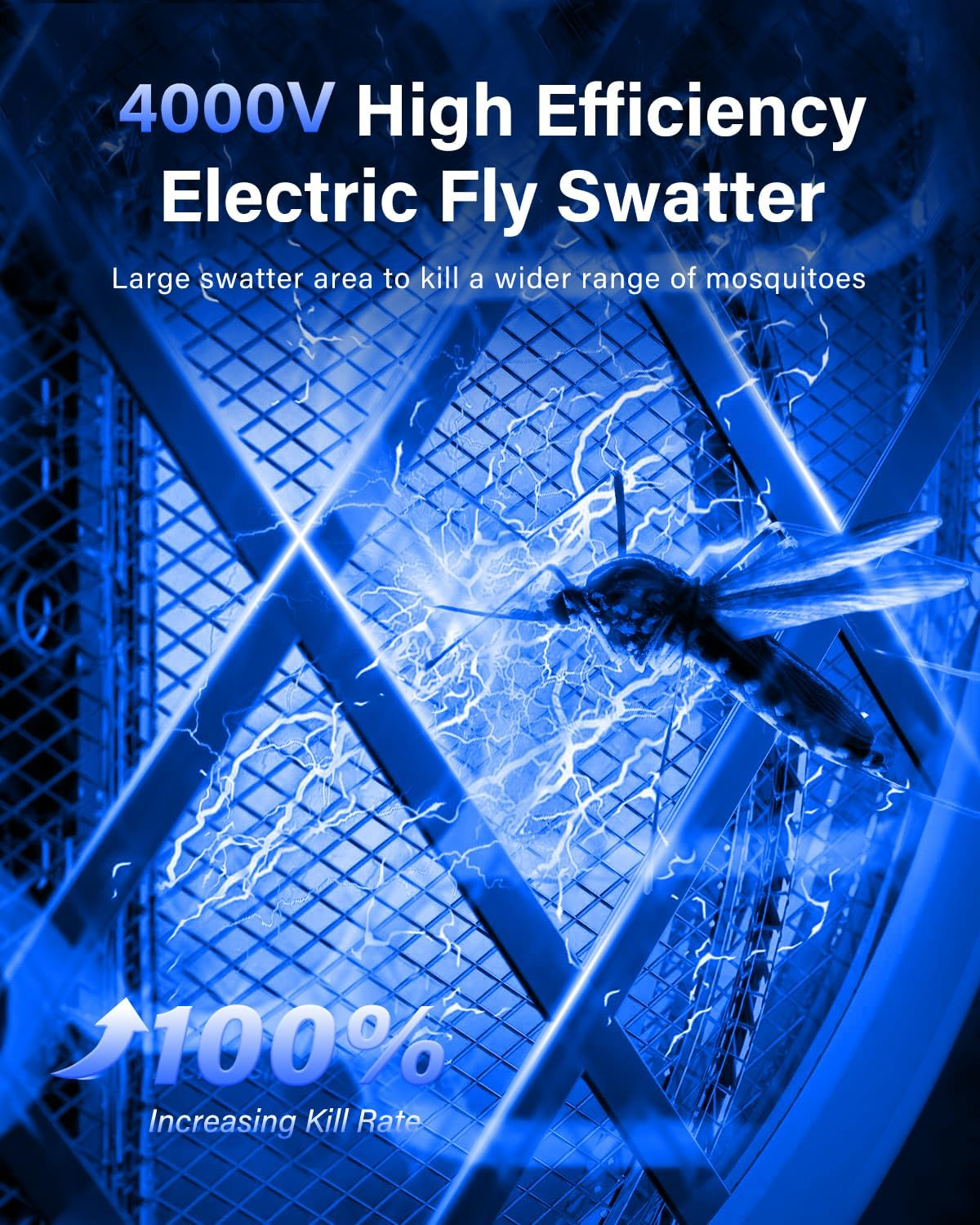 STORMHERO Electric Mosquito Swatter, Bug Zapper Racket Fly Swatter, 2IN1 Foldable Mosquito Trap Fly Killer, 4000V Bug/Mosquito Repellent with 3-Mode USB Rechargeable for Indoor&Outdoor, Garden&Camping image number 2