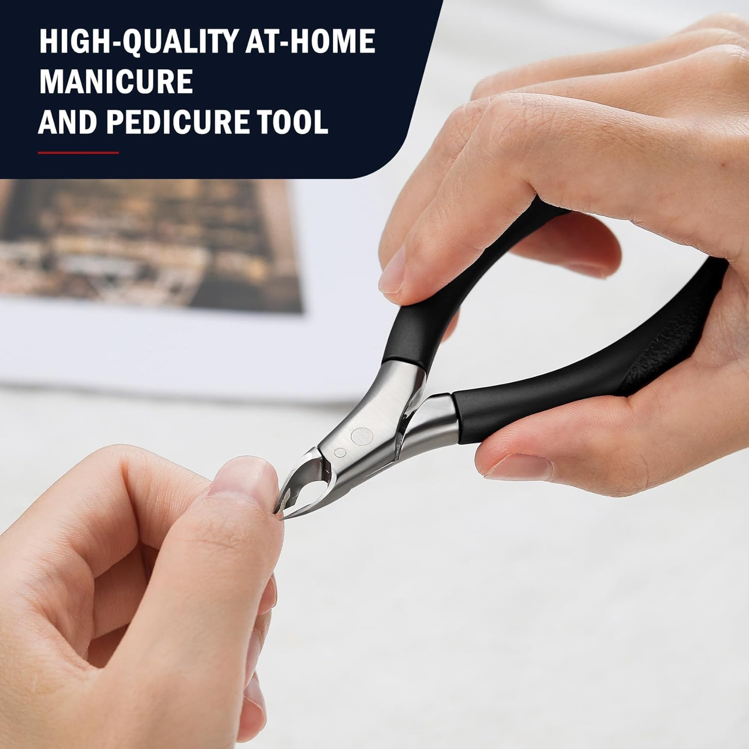 FVION Cuticle Trimmer &ndash; Professional Cuticle Nippers, Rubber Coated Handle Manicure Tools &ndash; Stainless Steel Cuticle Cutter for Nails (5Mm), Black image number 3