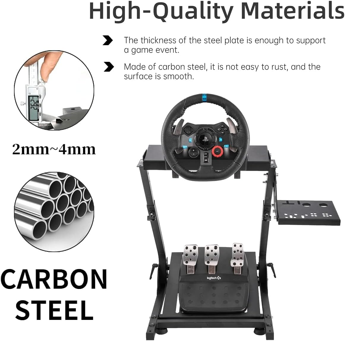 Dardoo Racing Steering Wheel Stand with Shifter Lever Fit for Logitech G27 G25 G29 G920, Thrustmaster, PC, PS4, Platforms Gaming Racing Simulator Wheel Stand Adjustable Foldable without Wheel,Shifter