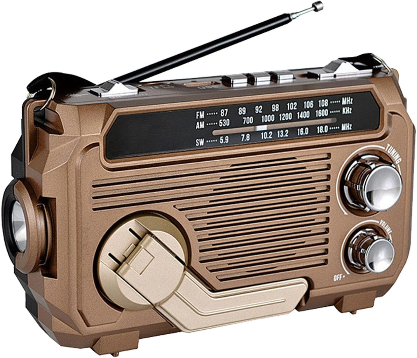 Hand and Solar Radio - Portable Radio Flashlight,Wireless AM/FM/SW Radio, 3 Way Charging Battery Operated Radio Survival Gadget for Indoor Outdoor