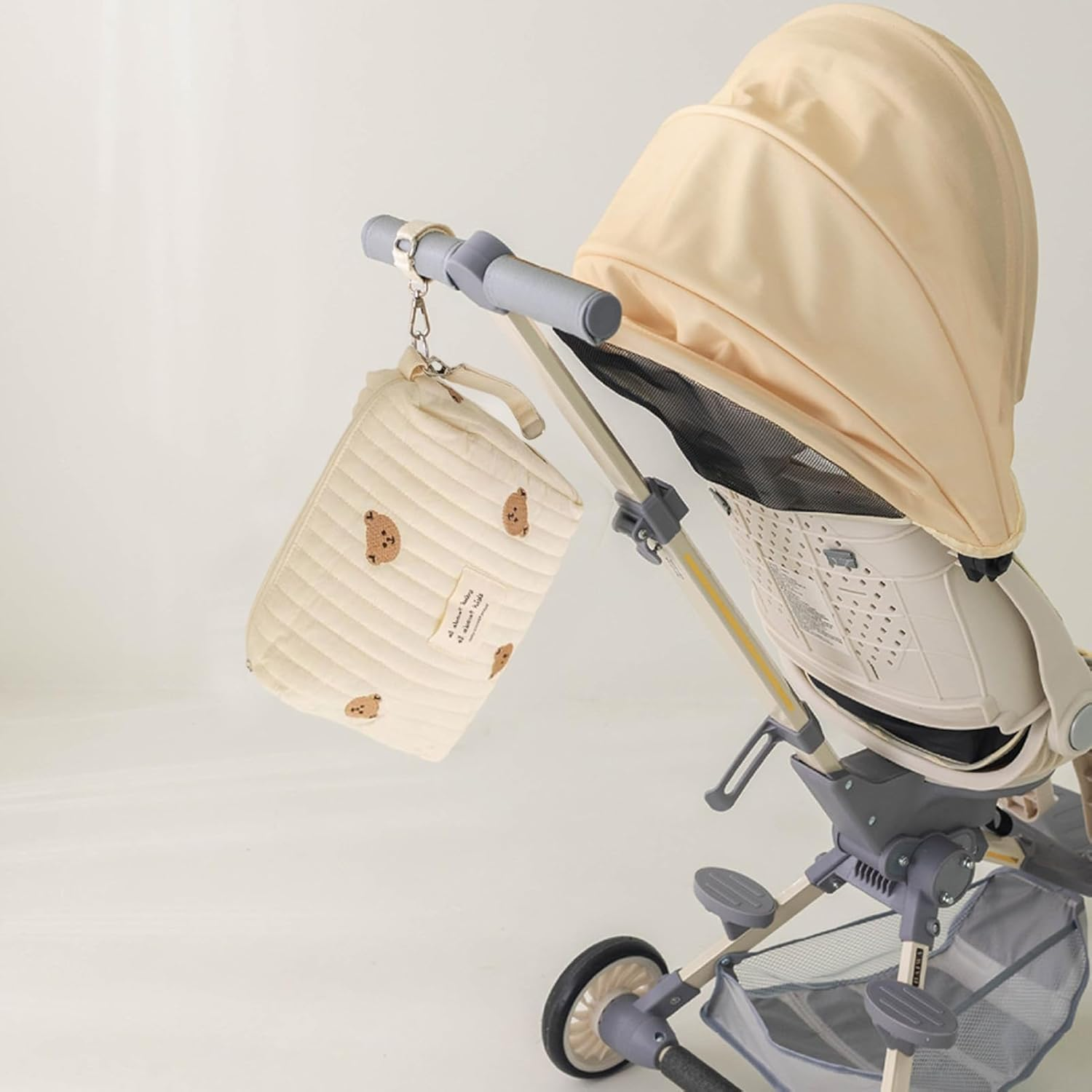 Bag Tote, Portable Stroller Baby Diaper Bag with Cute Pattern, Quilted Cotton Nappy Storage Handbag, Stroller Storage Bags with Zipper for Outdoor Shopping and Travel image number 1