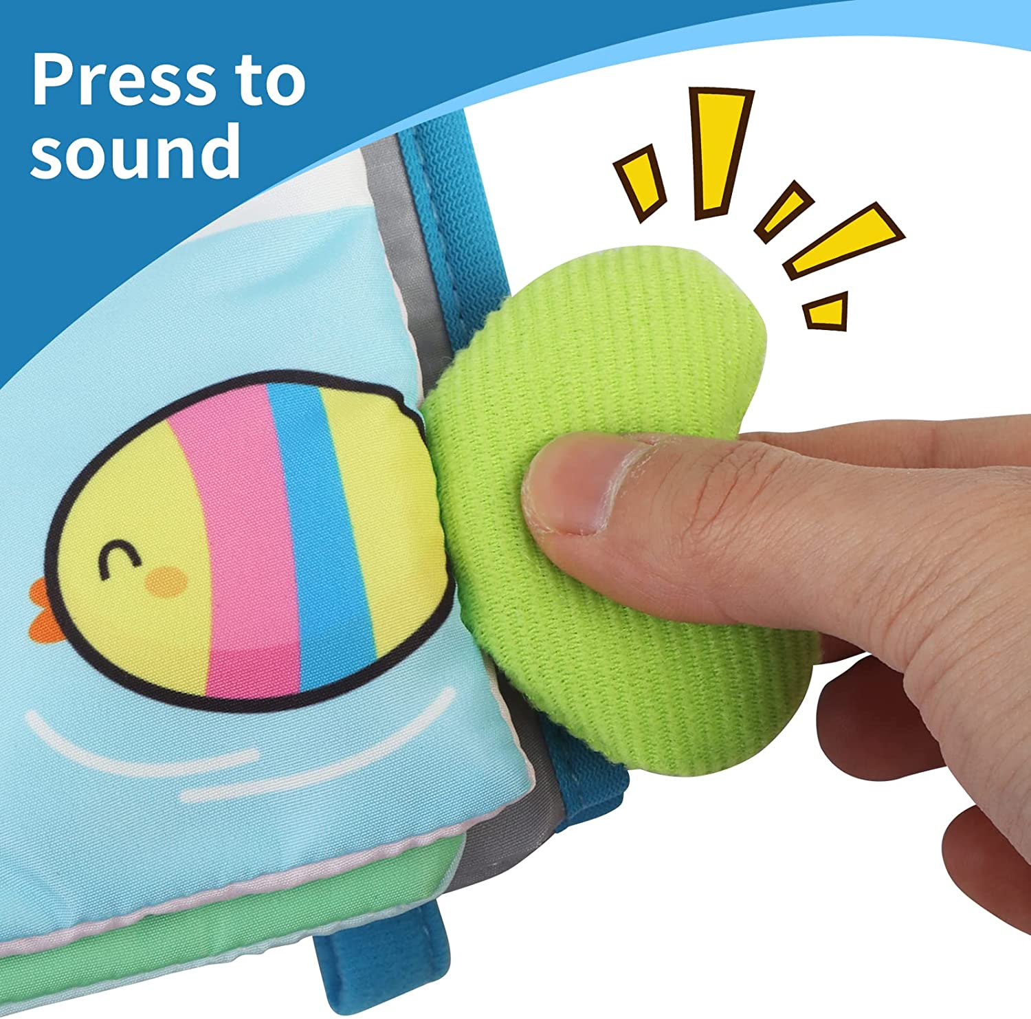 Caterbee Baby Mirror Toy, Tummy Time Soft Crinkle Activity Book Infant Toys for Gift 0-36 Months Toddler (10 Different Patterns)