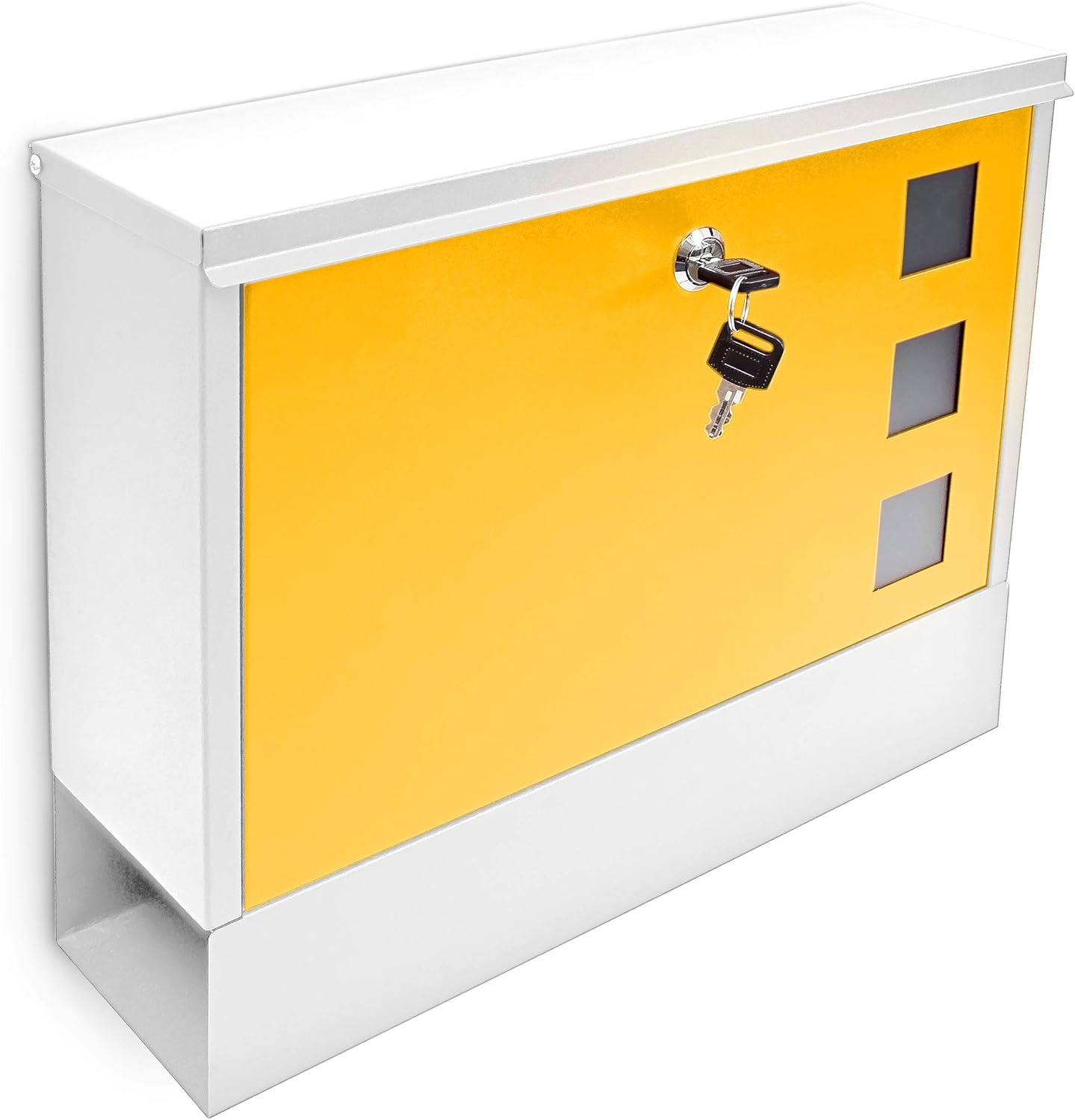 Relaxdays Modern Two Coloured Mailbox Letterbox Lockable with Two Keys and Newspaper Slot, Black-White