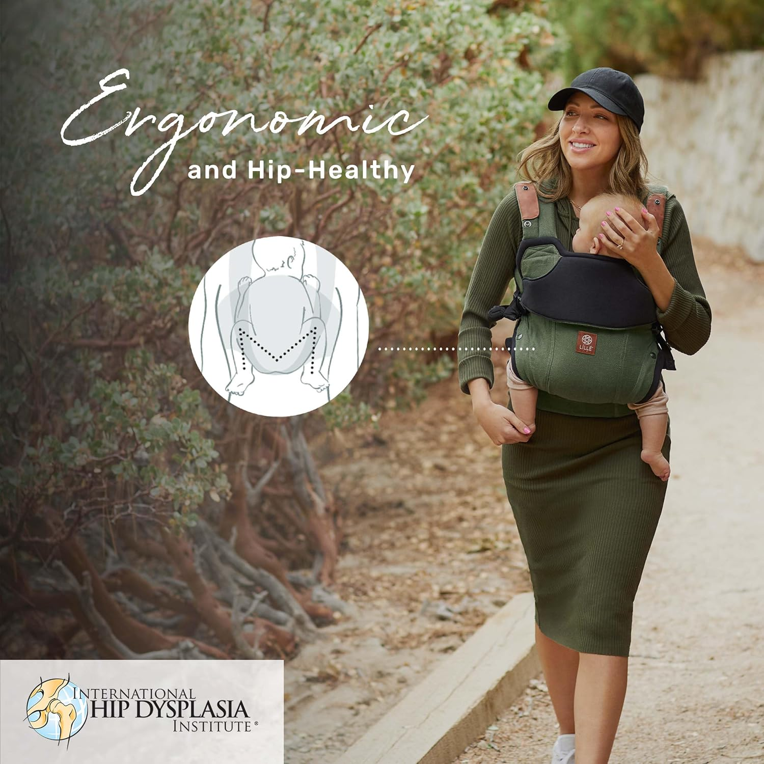Lillebaby Elevate Baby Carrier (Olive) - Ergonomic, Lightweight and Breathable/Multiposition, Hands Free Baby Carrier, Two-Way Adjustable Straps, Adjustable Head Support, for Newborns and Toddlers image number 6