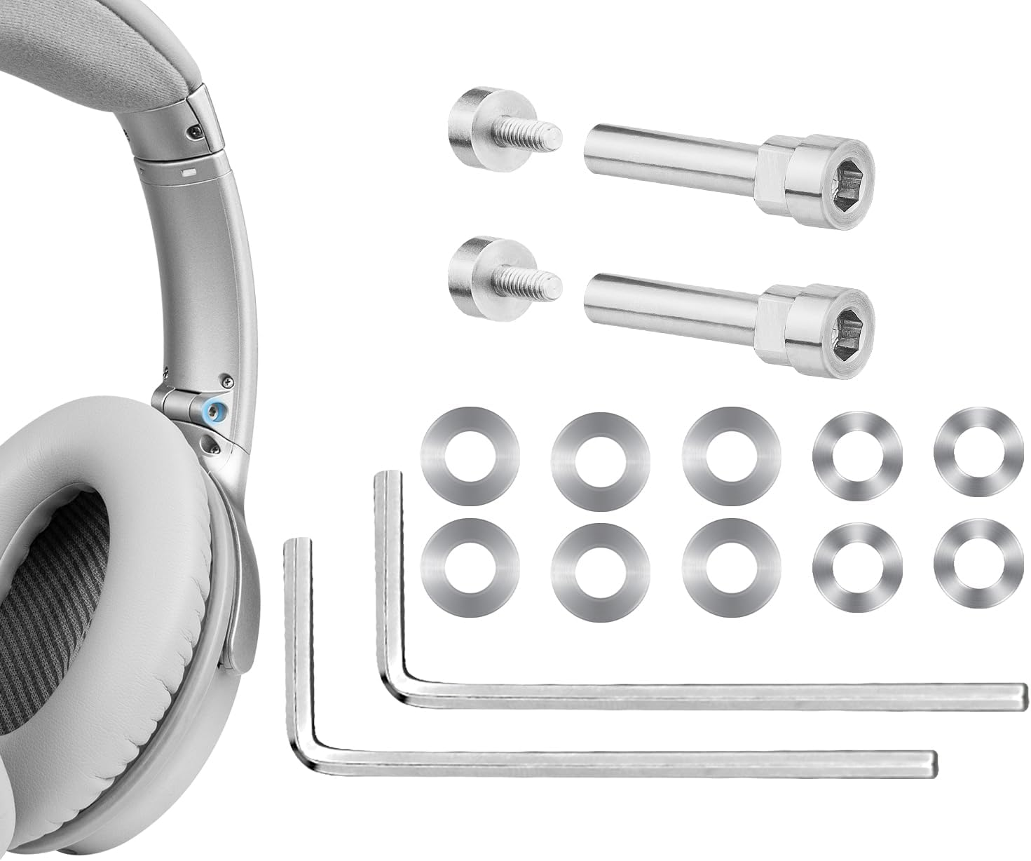SOULWIT Metal Swivel Pins Replacement Parts Kit for Bose Quietcomfort 35/QC35/QC35 Ii/Qc45/Quietcomfort SE (QC Se)/New Quiet Comfort Wireless Headphones, Hinge Screws Accessories and Gasket (Black)