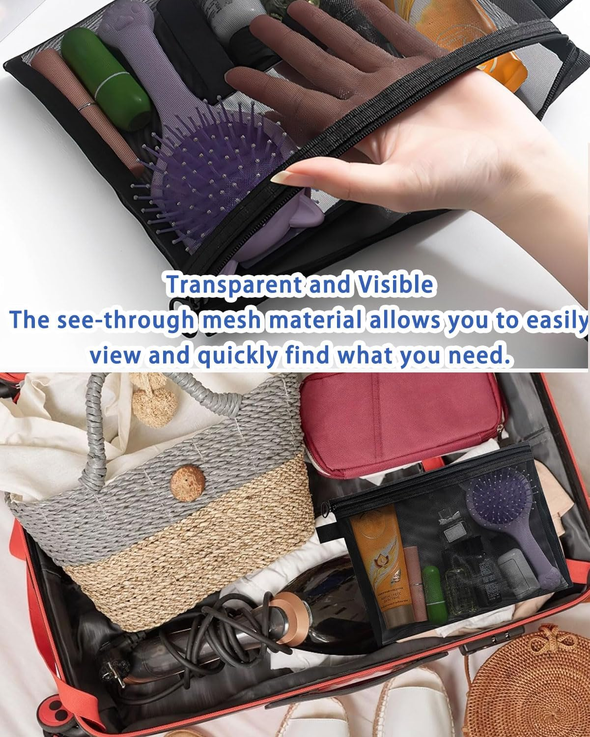 Women'S Cosmetic Bag, Small Cosmetic Bag, Mini Toiletry Bag, Cosmetic Bag, Travel Cosmetic Bag, Cosmetic Bag with Metal Zip for Travel (Black) image number 4