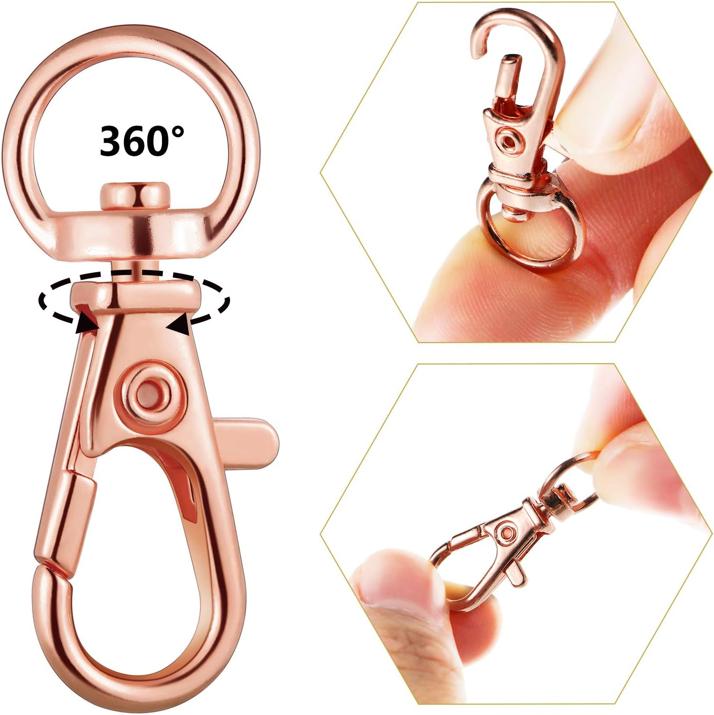 Hotop 100 Pieces Swivel Clasps Set 50 Piece Lanyard Snap Hooks with 50 Piece Key Chain Rings, Lobster Keychain Clip Hooks Lobster Claw Clasps for Keychain Jewelry DIY (Multicolored) image number 2
