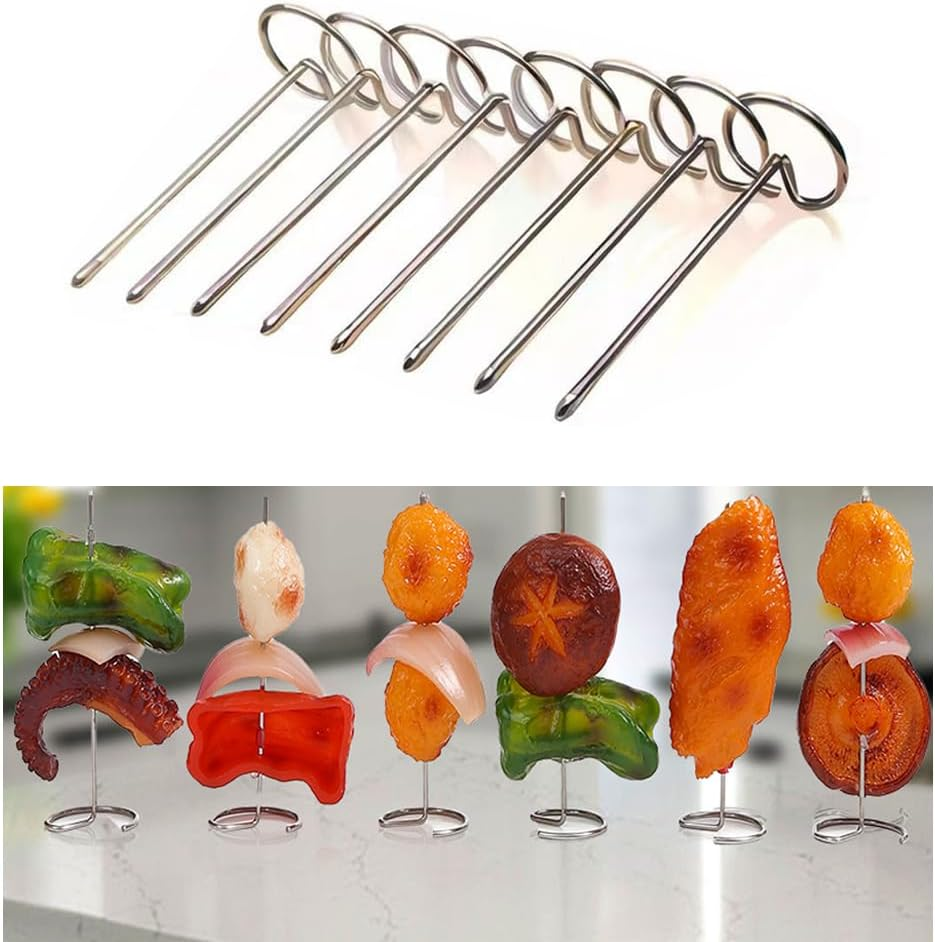 10 Pack Air Fryer Skewers Mini Kabob Skewer Stand Stainless Steel Sticks Vertical Holder for Ninja Foodi Instant Pot Toaster Oven Grilling Kitchen Kebab BBQ Shrimp Steak Veggie Chicken image number 5