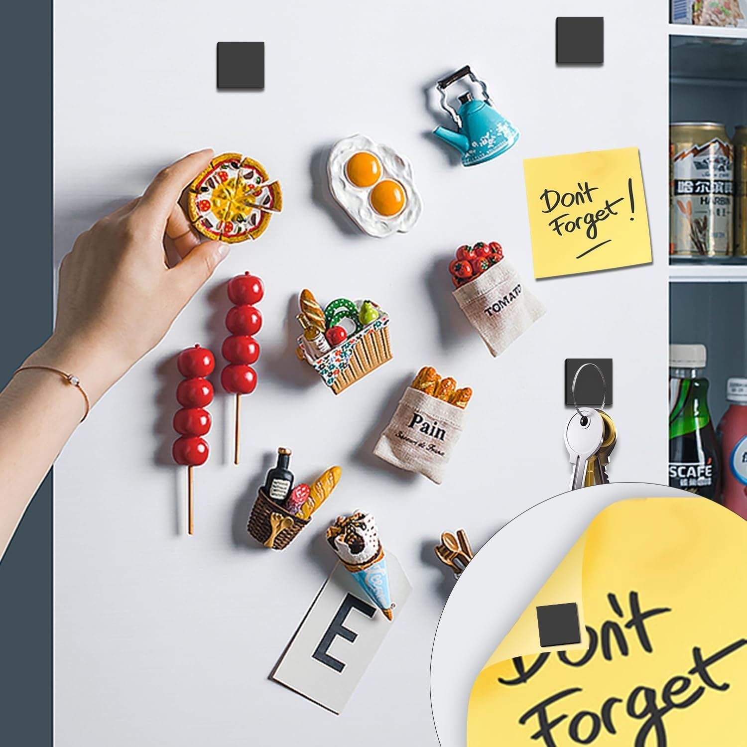 110 Pcs Square Magnets Magnetic Tape Strip - Magnet Sheets Magnets with Adhesive Backing Magnet on One Side Self Adhesive on the Other Side for Fridge Organisation,Art Project,Classroom image number 3