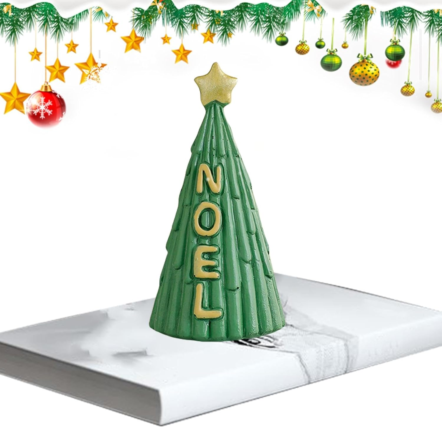 Resin Christmas Tree | Christmas Tabletop Resin Figurine Decor,Creative Miniature Christmas Tree Figurine Winter Desktop Ornament Set Statues for Holiday Table Decor image number 3