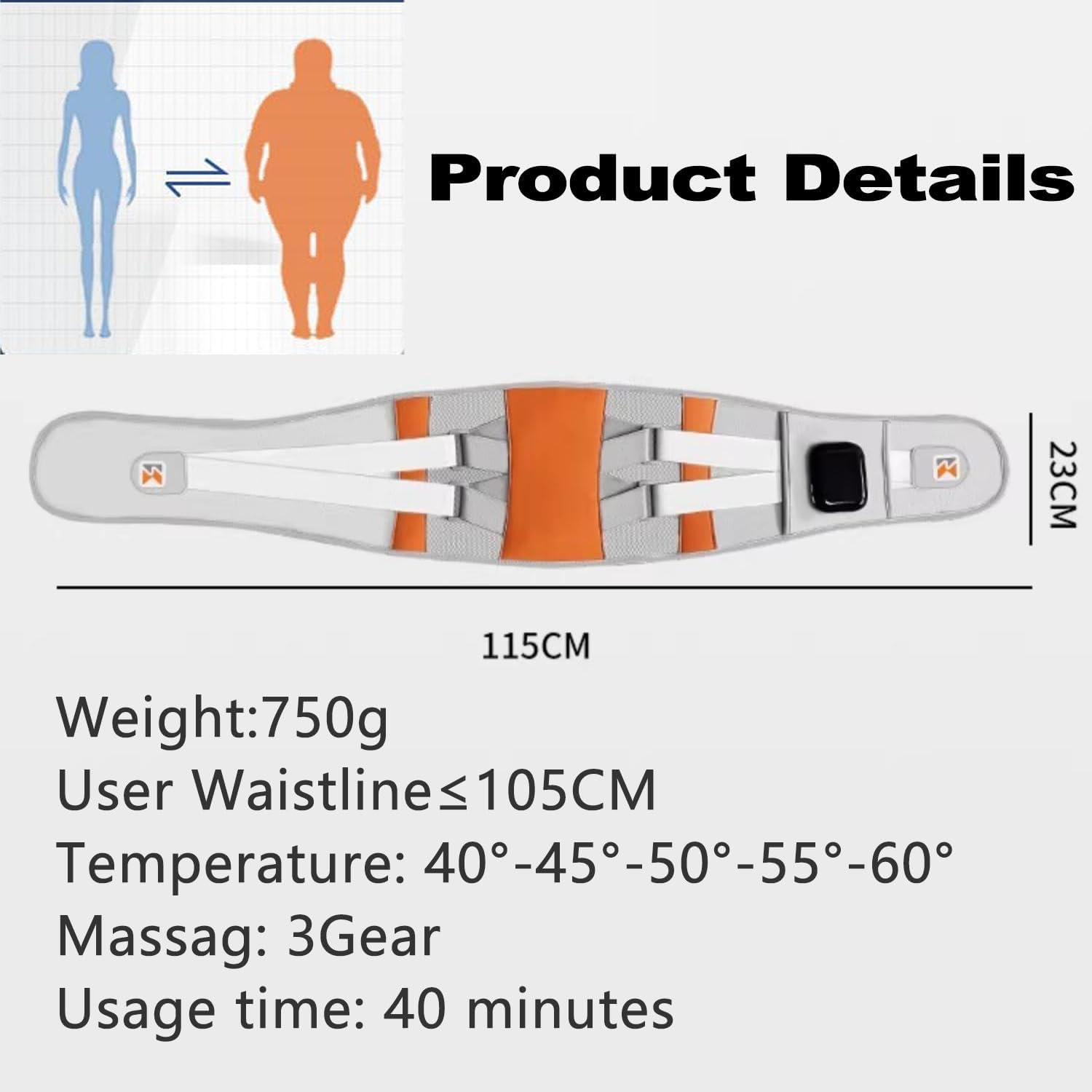 Cordless Portable Heating Pad for Back Pain Relief, 1800Mah Lower Back Massager with 5 Heat 3 Vibration, Lower Back Massager with Heat Wireless, Ideal Presents for Women and Men image number 2