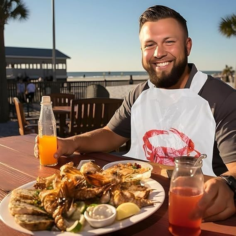 Crab Bibs 25 Pack, Disposable Lobster Bibs for Adults, Plastic Funny Bibs for Seafood Boil Party image number 4