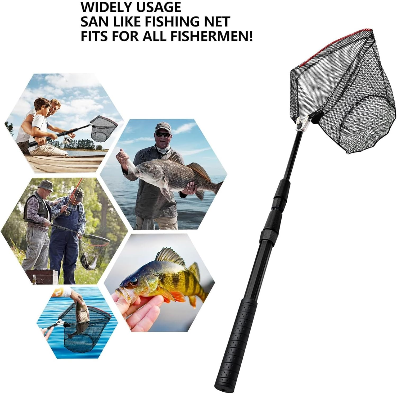 KOMCLUB Folding Fishing Net- Foldable Fish Landing Nets Collapsible Telescopic Aluminum Pole Handle for Trout, Catfish, Bass image number 6