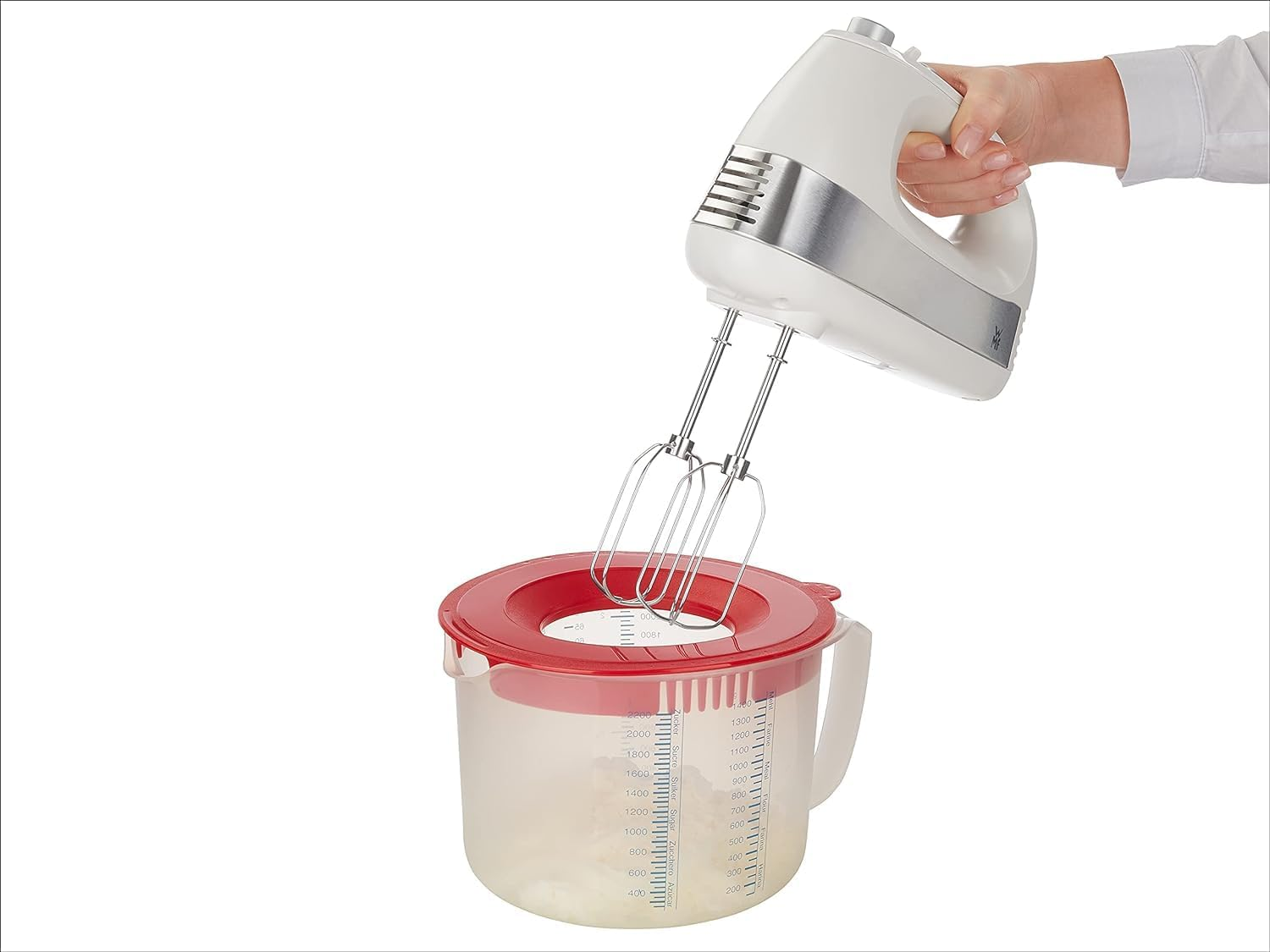 Leifheit Measuring Jug Measure & Store 3In1 2.32Qt, Transparent/Red, 2.32 Quart