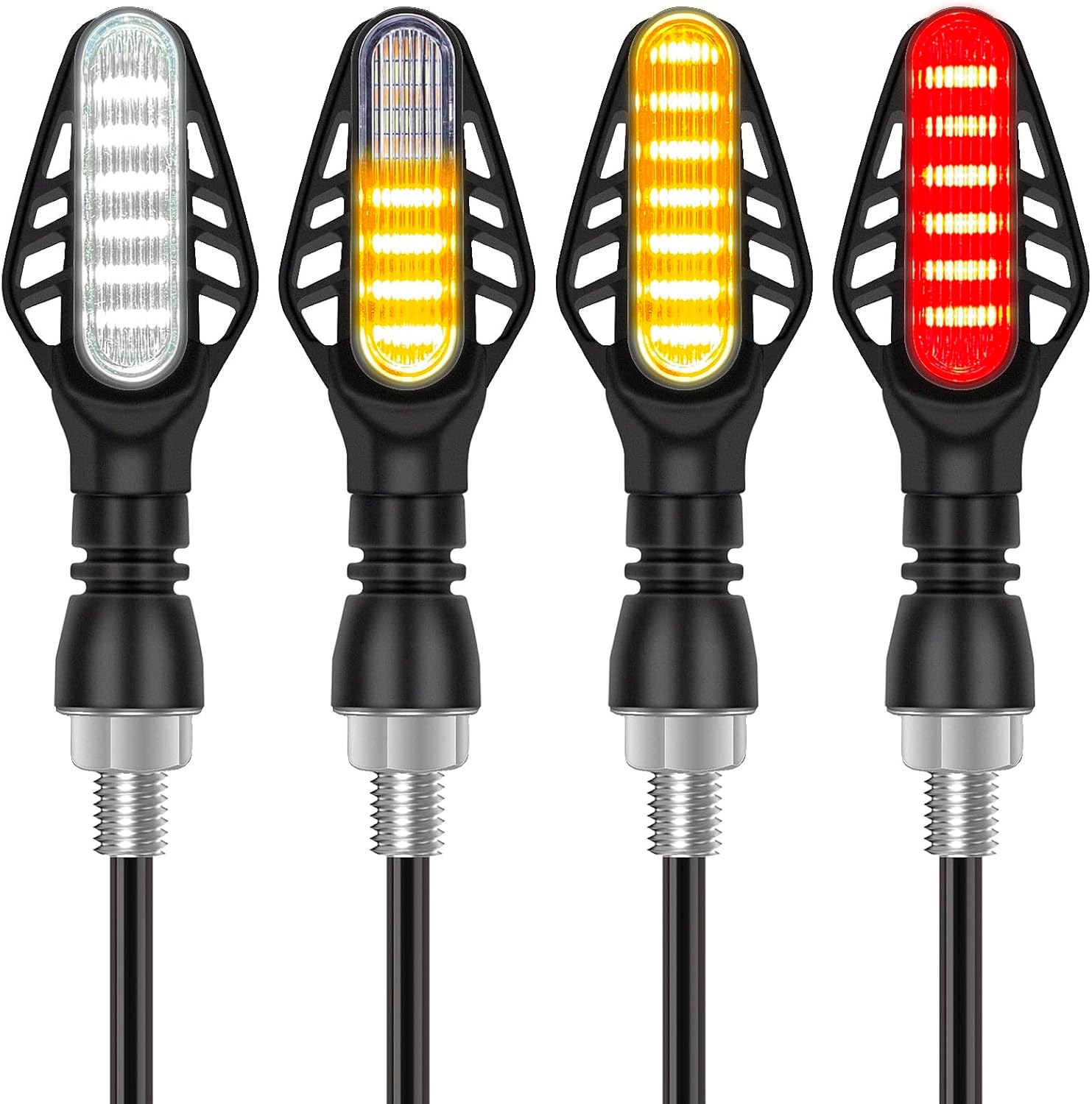 Kinstecks 4PCS Mini Motorcycle Indicators Flowing Turn Signal Lights Motorbike Turning Indicators Daytime Running Lights Brake Lights 13LED 12V for Motorcycle Motorbike image number 1