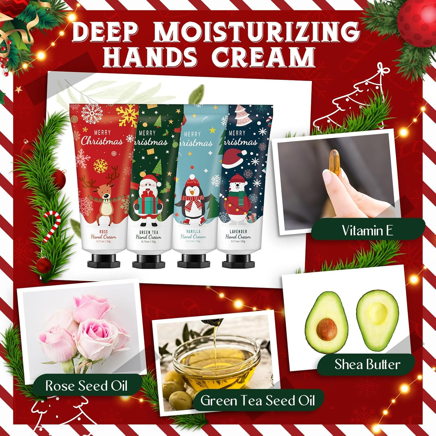 Heigble 72 Christmas Hand Cream Gift Set Christmas Stocking Stuffers Hand Cream Travel Size Care Cream Bulk Mini Hand Lotion for Dry Cracked Hands Employees Colleagues Teacher Gifts image number 2