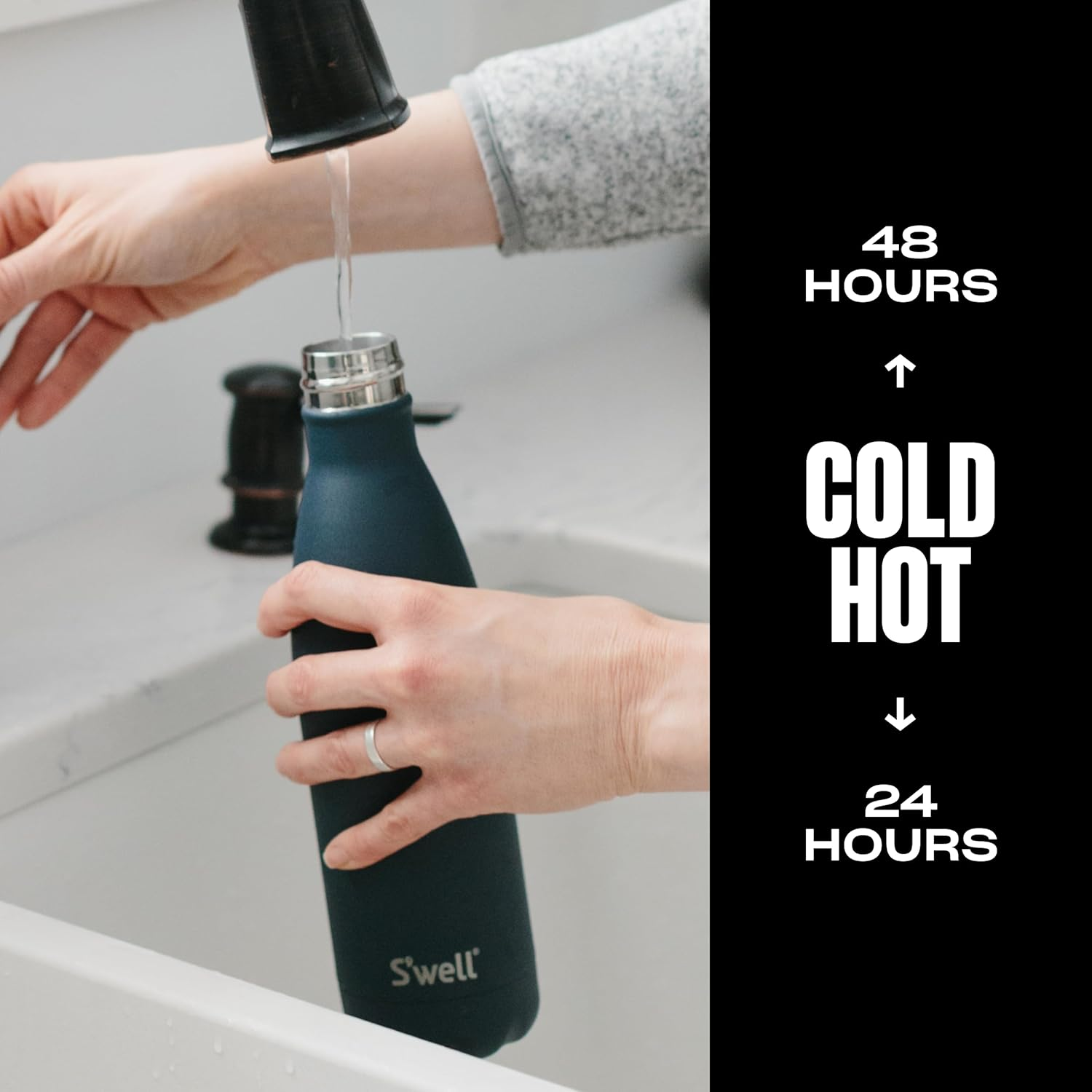 S'Well Stainless Steel Water Bottle, 25Oz, Azurite, Triple Layered Vacuum Insulated Containers Keeps Drinks Cold for 48 Hours and Hot for 24, BPA Free, Perfect for on the Go image number 1