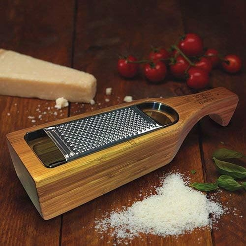 Kitchencraft World of Flavours Parmesan Cheese Grater with Handle, Bamboo Wood/Stainless Steel, 27.5 X 6 X 5 Cm image number 1