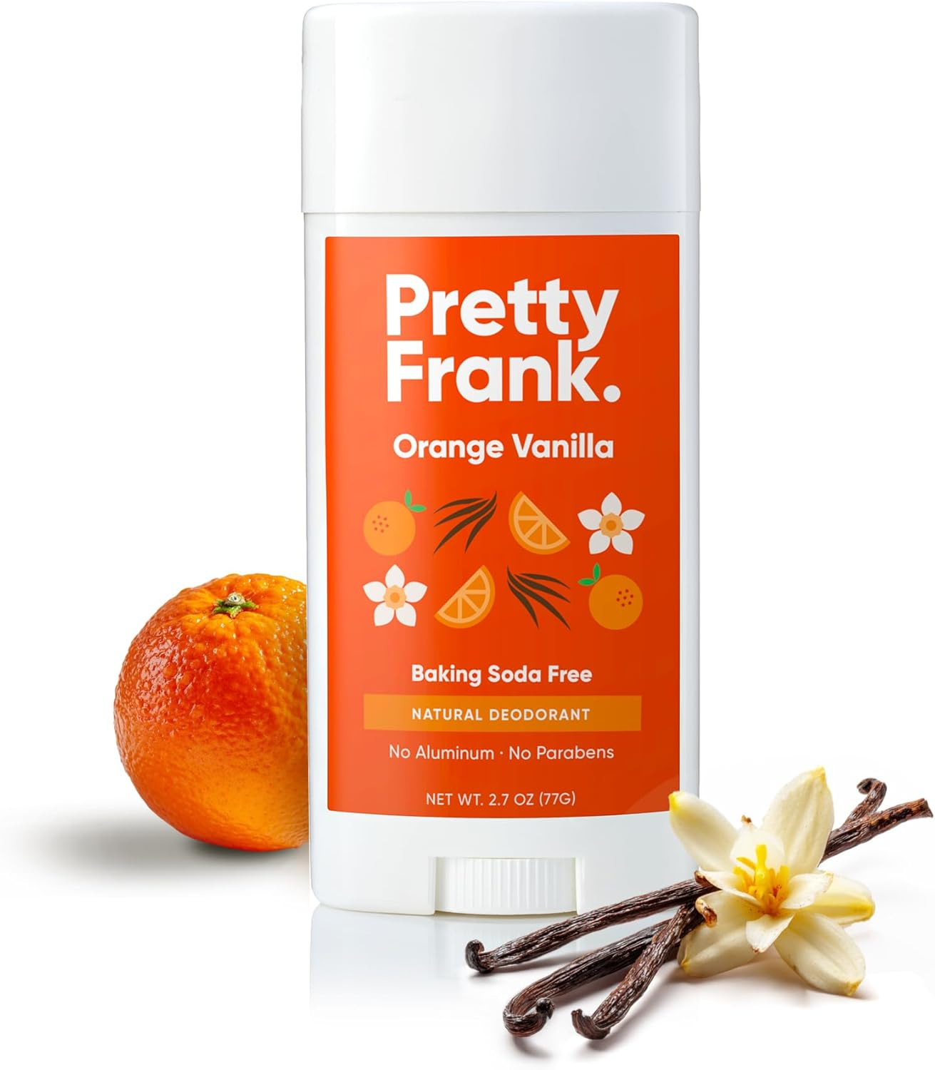 (Orange Vanilla, 80Ml (Pack of 1)) - Pretty Frank Natural Deodorant Stick, Baking Soda Free Natural Deodorant for Women, Men, Teens, Kids - Paraben Sulphate Free with Arrowroot, Coconut Oil, Shea Butter, Zinc (Orange Vanilla, 1Pk) image number 3