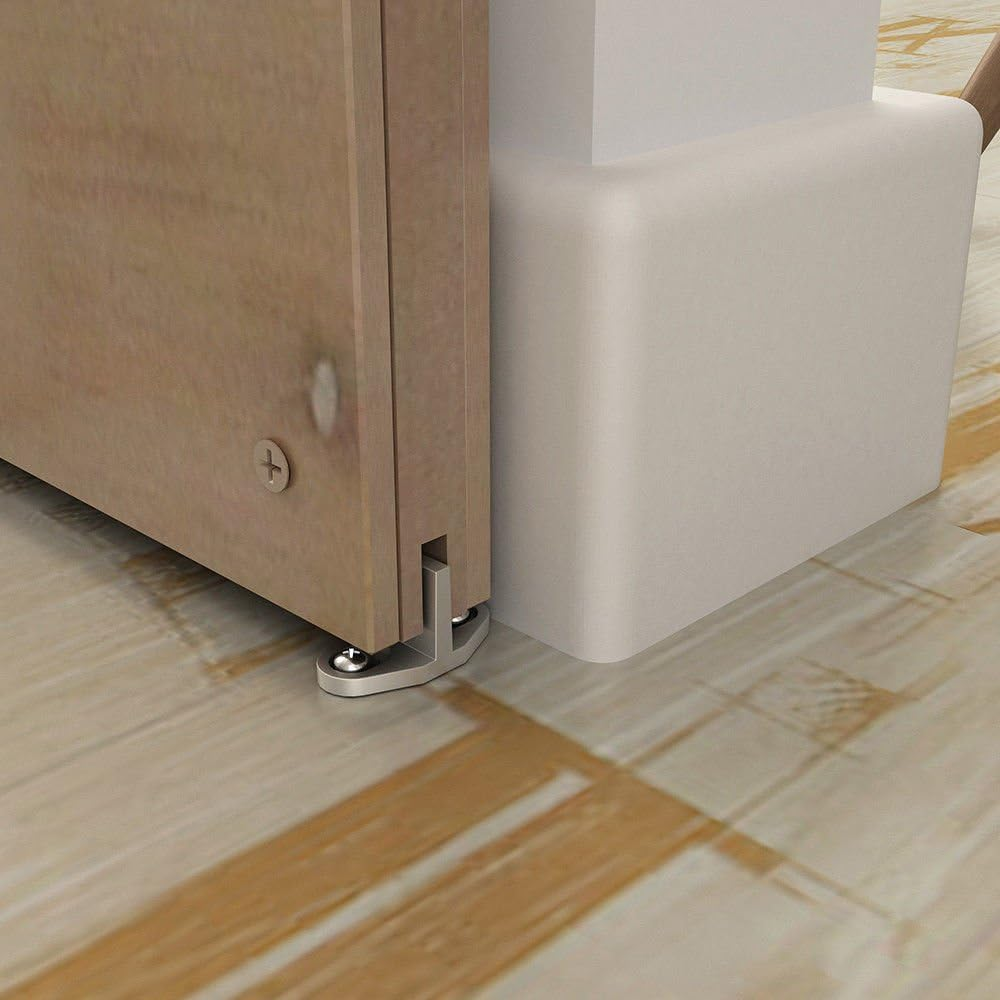 JUBEST Silver Aluminum T-Guide for Sliding Barn Door Hardware Set of 2 - Silver image number 6