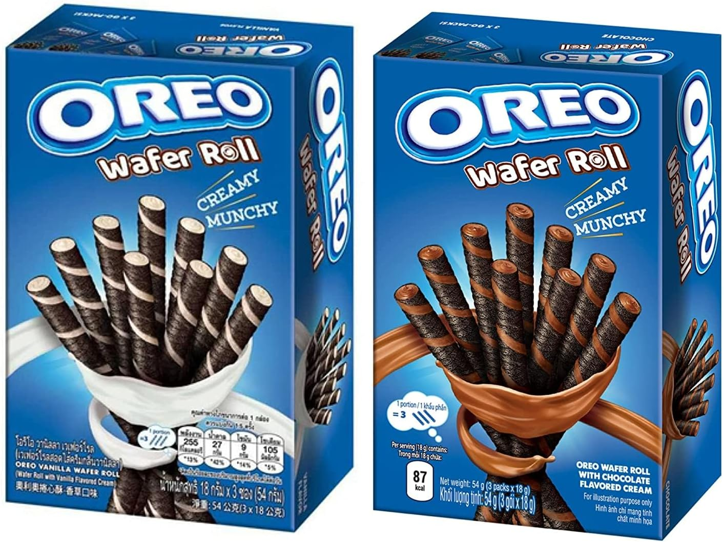 Oreos Wafer Roll Variety Pack (Set of 2) | Chocolate (54G) - Vanilla (54G) image number 1