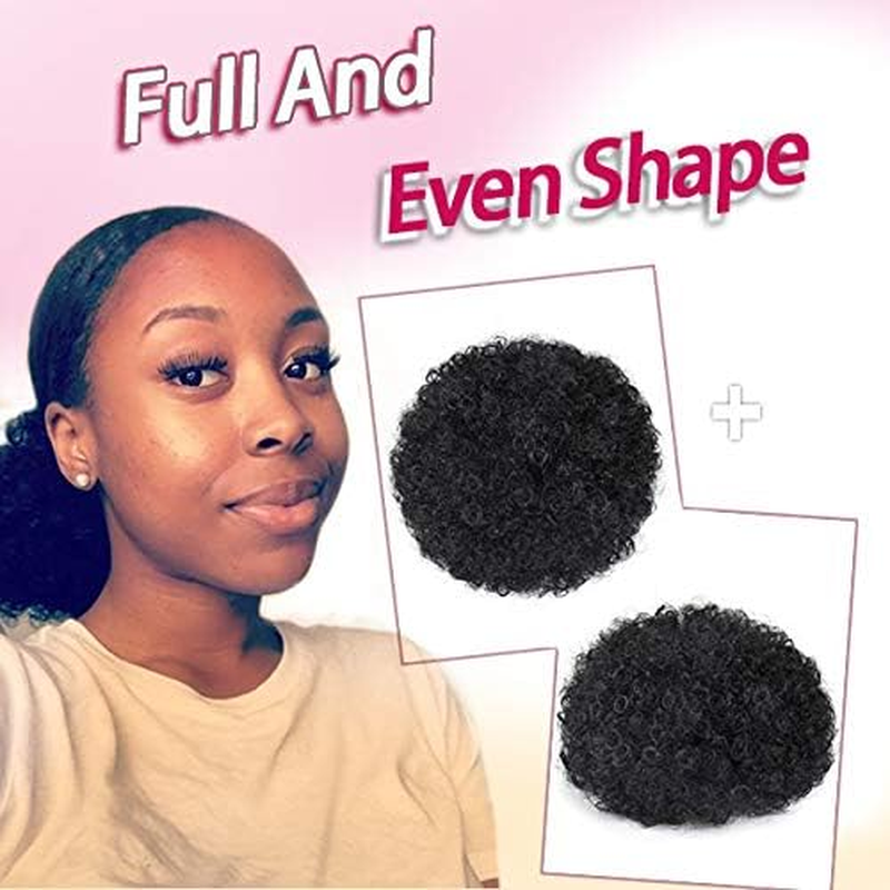 Afro Puff Drawstring Ponytail Extension for Black Women, Premium Black 1B 80Gram Short Synthetic Afro Puff Ponytail for Natural Hair, Clip on Kinky Drawstring Curly Ponytail Bun image number 2
