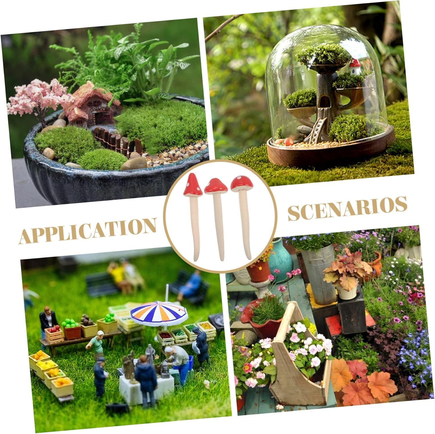 Ksngtixe 3-Pack Ceramic Mushroom Figurines - Colorful Spotted Gradient Garden Decor for Fairy Gardens, Plant Pots & Outdoor/Indoor Use image number 2