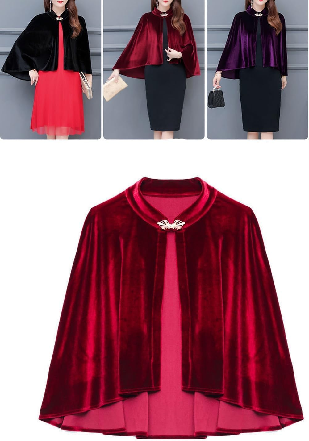 Velvet Scarfs Women Shawls and Wraps for Evening Dresses Wedding Shawl Wrap Bridal Scarve Poncho Cape Shawl Wraps 2025 - Black image number 3