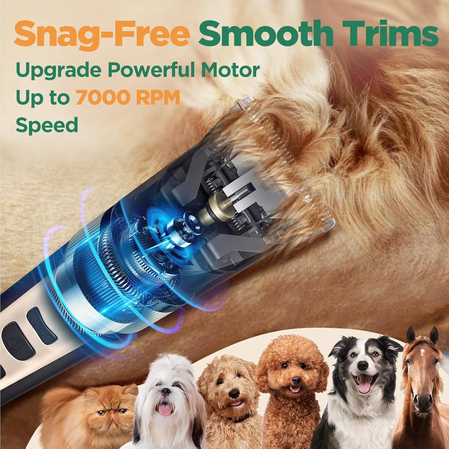 Gimars 6 in 1 Dog Clippers with Stainless Steel Dog Grooming Scissors Kits - Gold image number 5