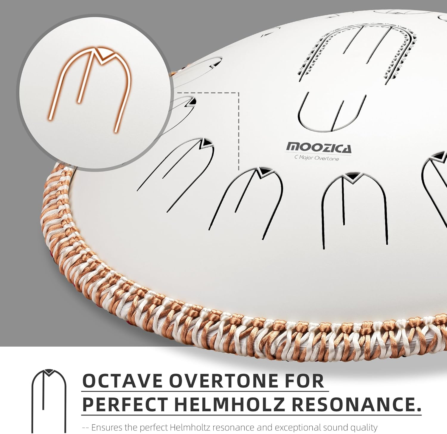 MOOZICA 15 Inch Steel Handpan Tongue Drum - 15 Notes in C Major 432Hz Tongue Drum with Octave Overtone Design - Professional Percussion Tongue Drum Instrument with Carry Bag White - Black image number 6