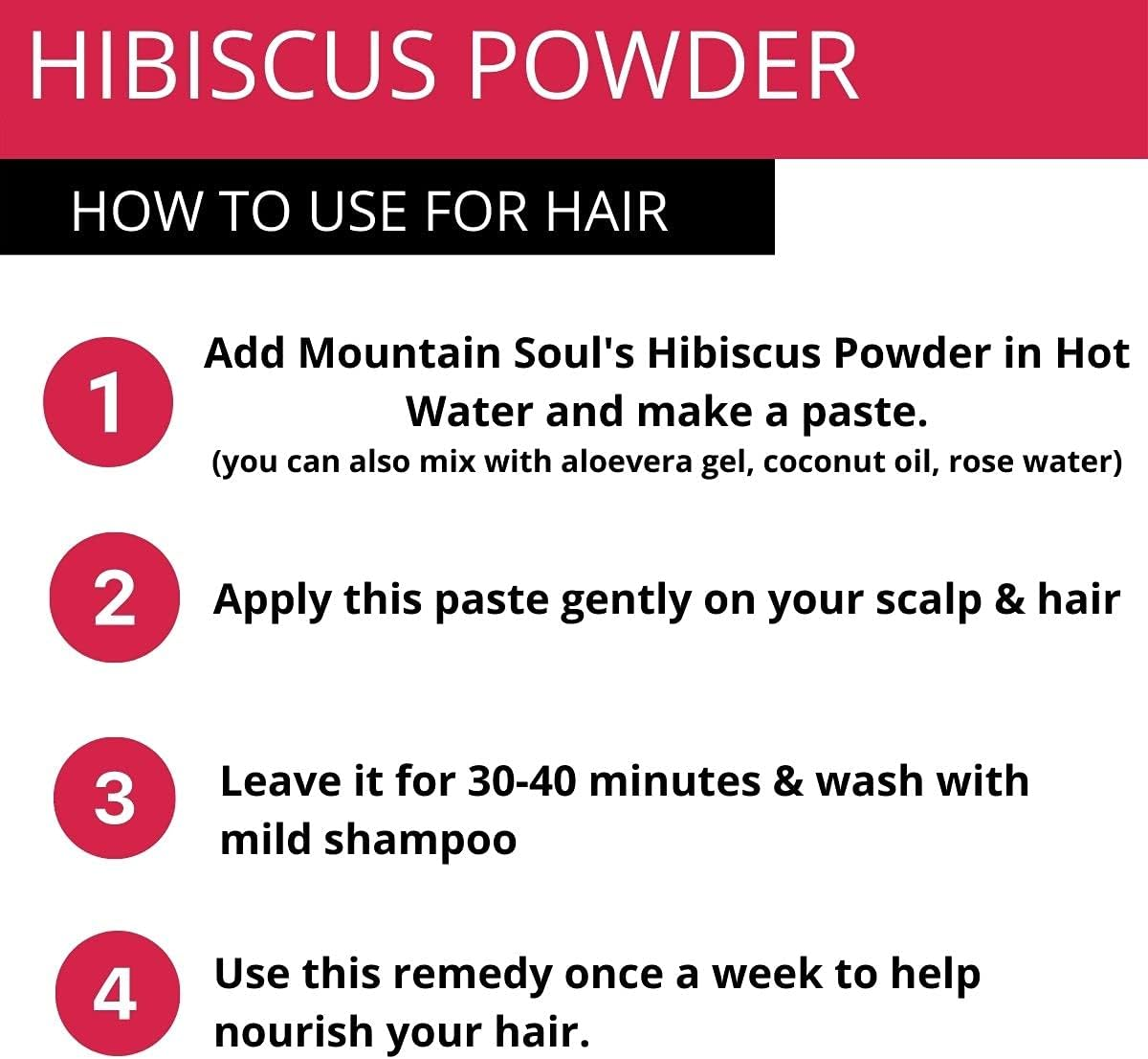 Mountain Soul Organic Hibiscus Flower Powder for Face Pack and Hair Mask, Face Mask & Natural Hibiscus 100GM Pack of 3 image number 4