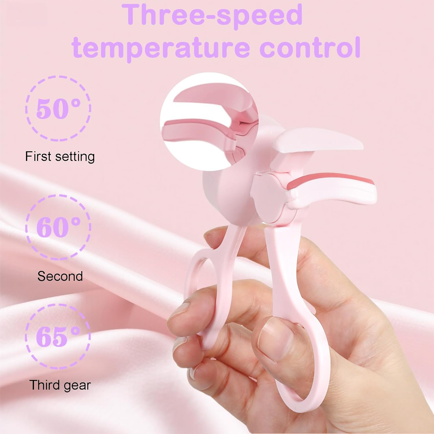 Hrenvaxil Eyelash Curler, Heated Eyelash Curler Electric Heated & Rechargeable Automatic, 50&deg;C/60&deg;C /65&deg;C Temperature for Natural Long Lifting - Portable & Safe for Sensitive Eyes, Perfect Travel Makeup Lash Curler for Women