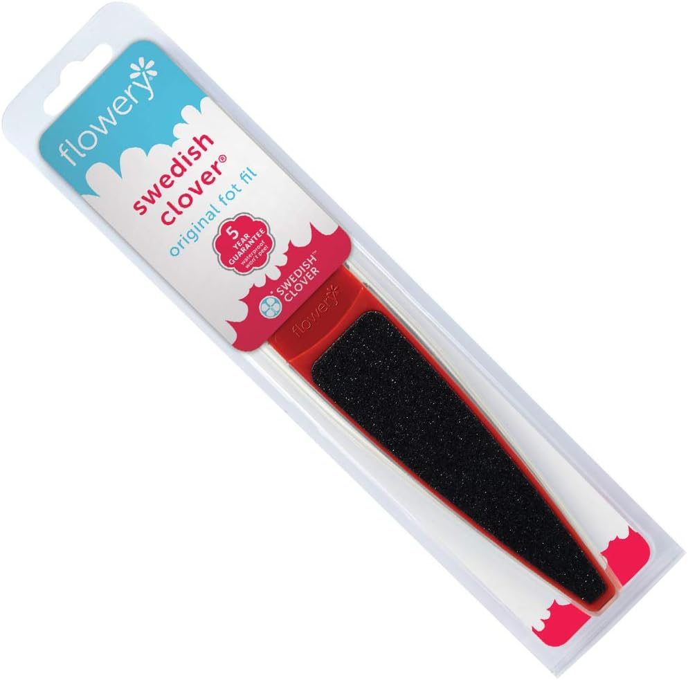 Flowery Original Swedish Clover Red Foot File, Pedicure Foot Scrubber, 60/100 Grit - RED image number 4