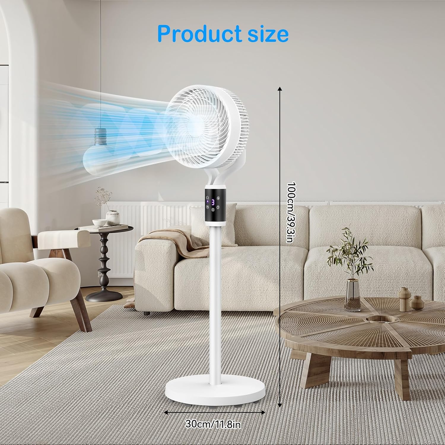 Pedestal Fan, 40'' Oscillating Standing Fan with Remote Control, Adjustable Height Air Circulation Floor Fan, Timer, 6 Speeds Adjustable Stand Fan for Home, Bedroom, Dormitory, Office