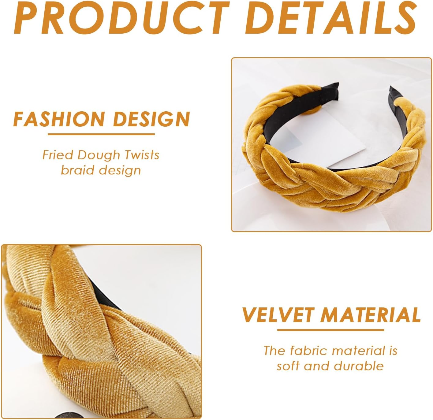 Pack of 2 Braided Headbands, Velvet Headbands, Retro Headbands, Fashionable and Simple Headbands, Hair Accessories, Women'S Hair Accessories image number 2