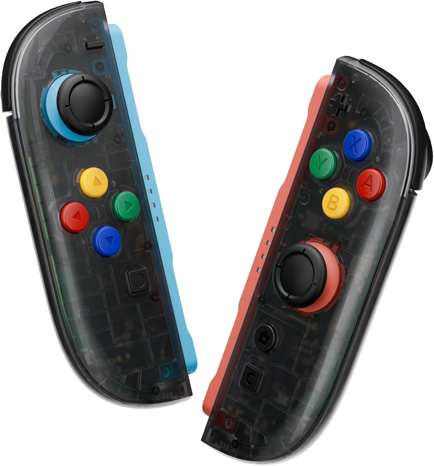 Extremerate DIY Replacement Shell Buttons for Joycon 2, Housing Faceplate Case + Decorative Strips + ABXY Direction Keys + Tools for Nintendo Switch 2 Controller - Essence Version - Clear Slate Black image number 4