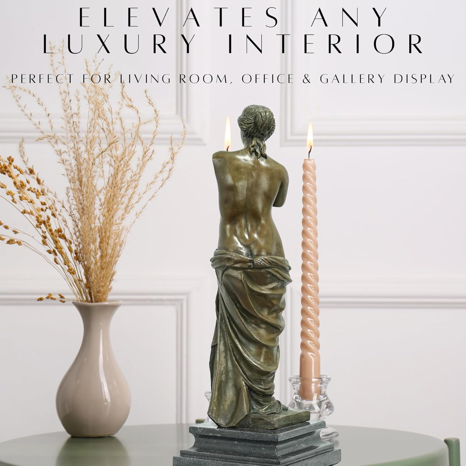 Youfine Classic Bronze Venus De Milo Sculpture,Greek Goddess Aphrodite Figurines Bronze Statue and Sculpture for Home Office Decor and Precious Gift (13"&6.9 Lb)