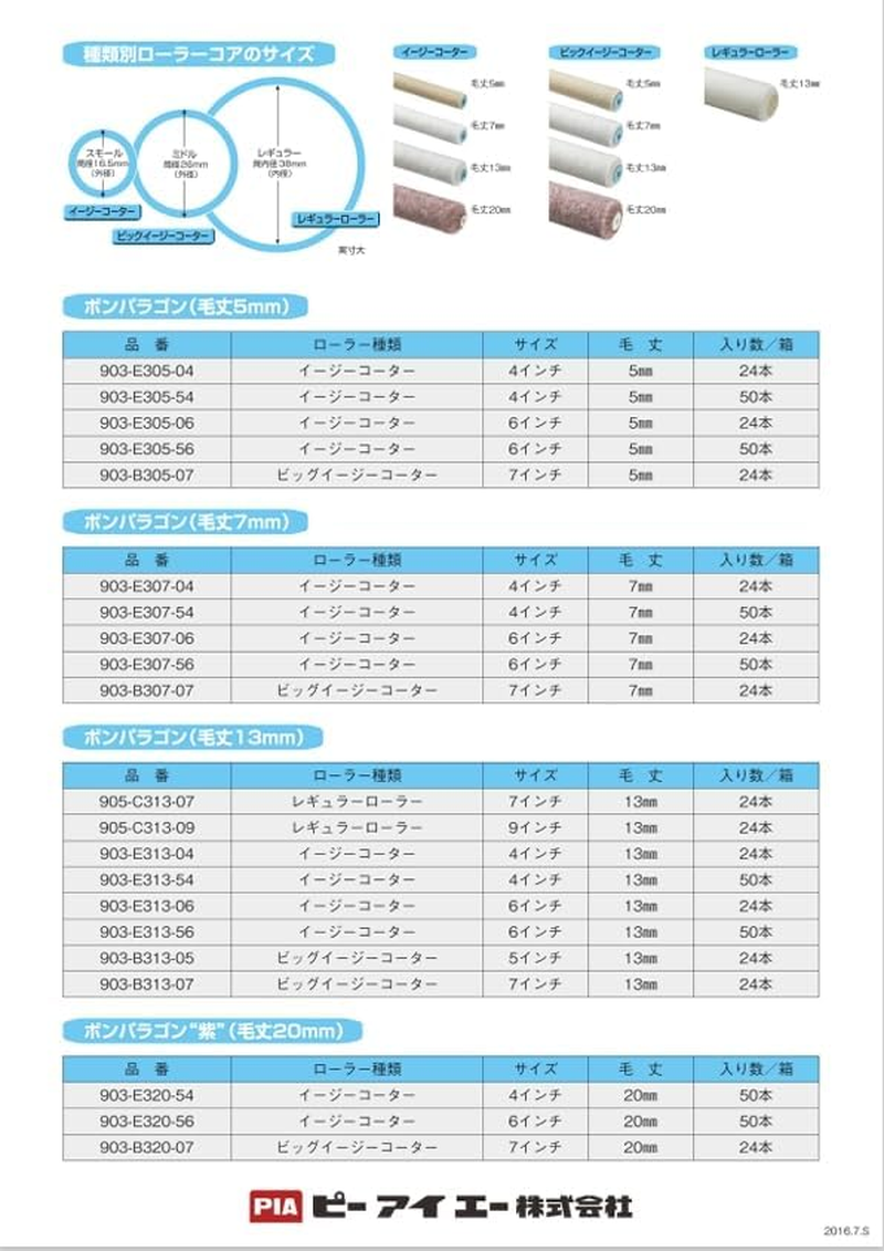 PIA 903-E313-06 Bon Paragon Easy Coater Medium Hair 13Mm Bubble-Free Type for Interior and Exterior Finishing, Pack of 2 (5)